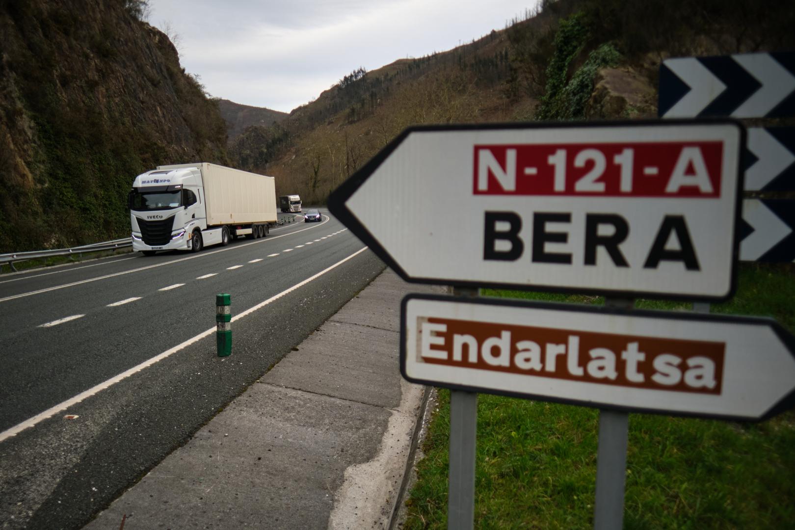 Instantánea de la N-121-A, a la altura del límite de Endarlatsa con Gipuzkoa.