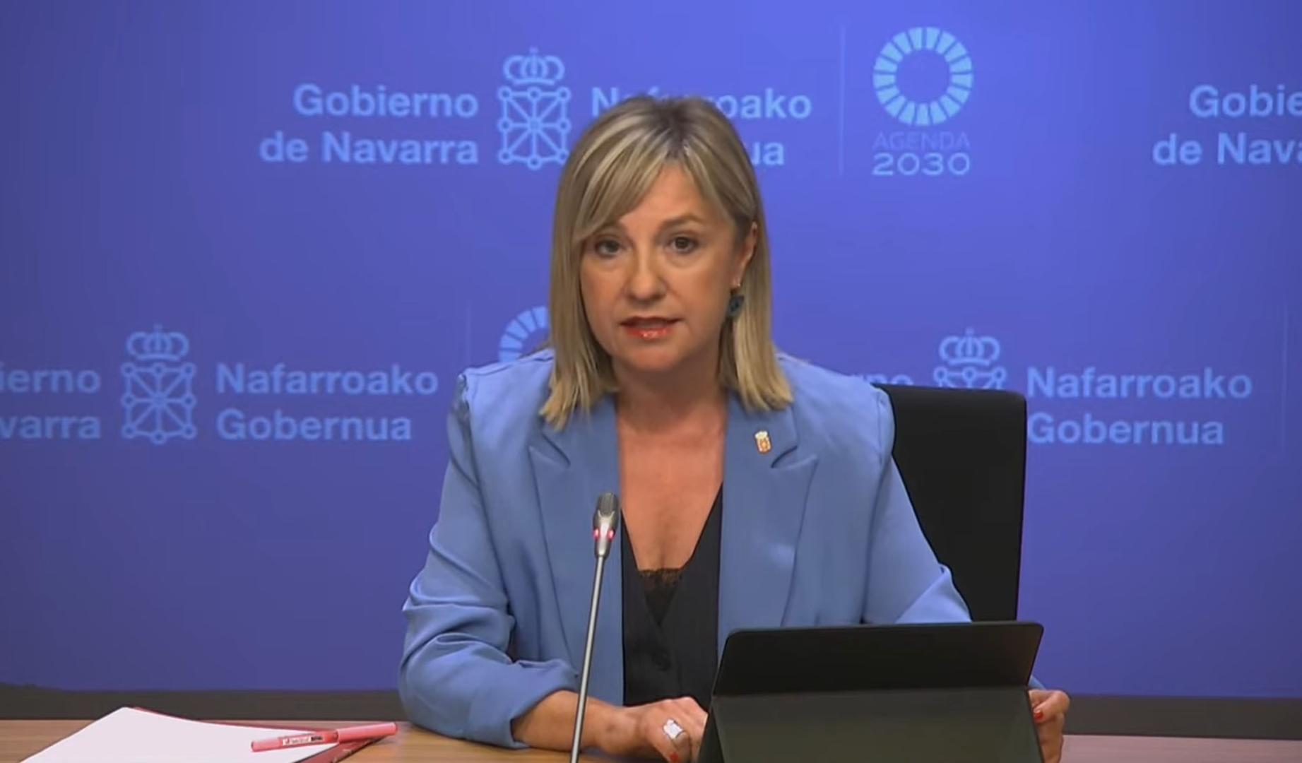 Amparo López, portavoz del Ejecutivo foral, en su comparecencia de este miércoles