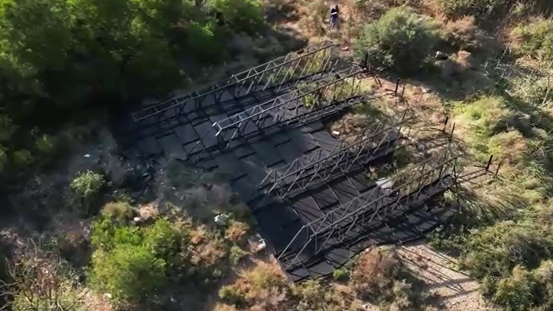 Vídeo con la vista aérea del toro de Osborne derribado en Tudela