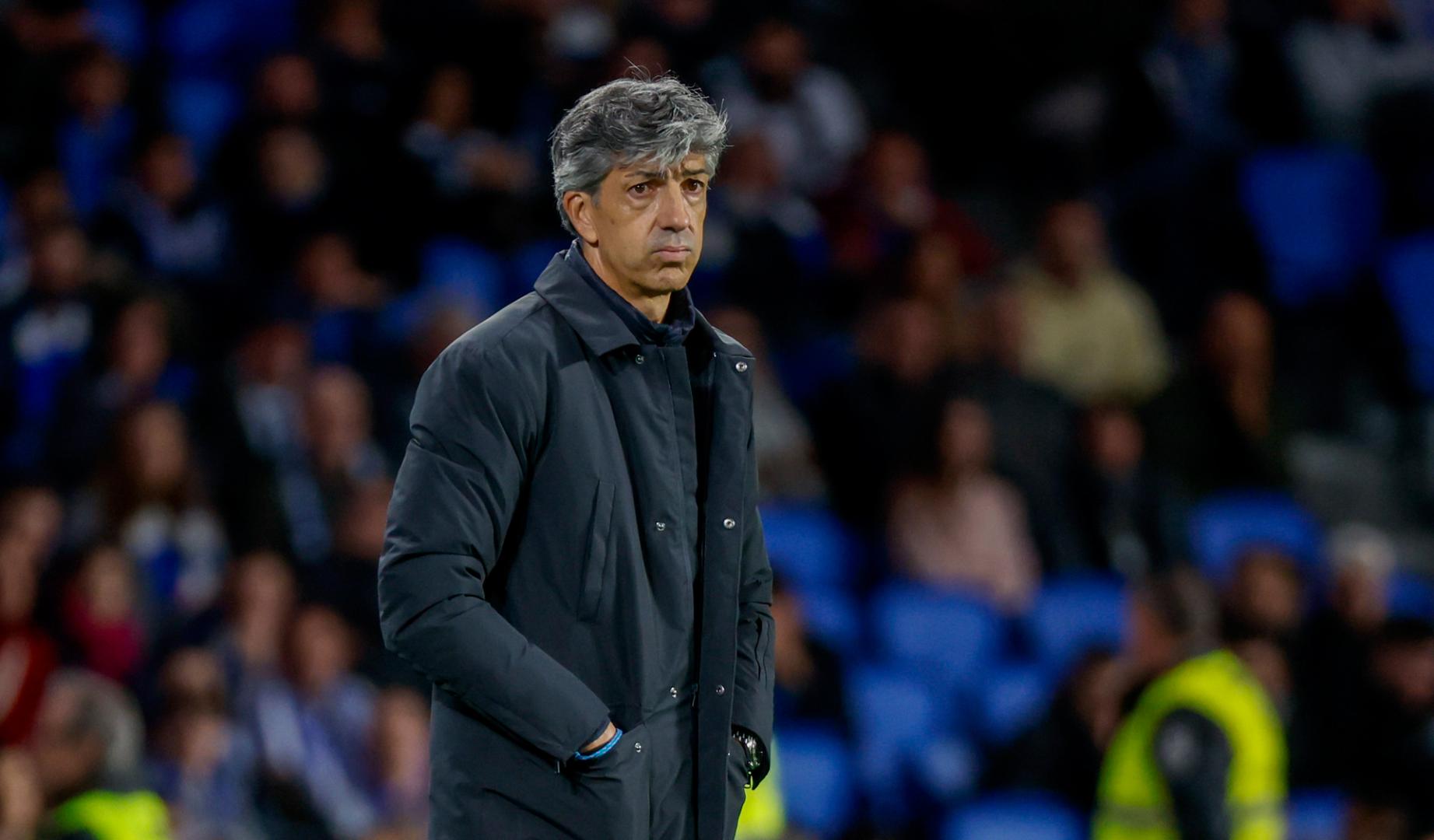 El entrenador de la Real Sociedad, Imanol Alguacil, durante el encuentro frente a Osasuna