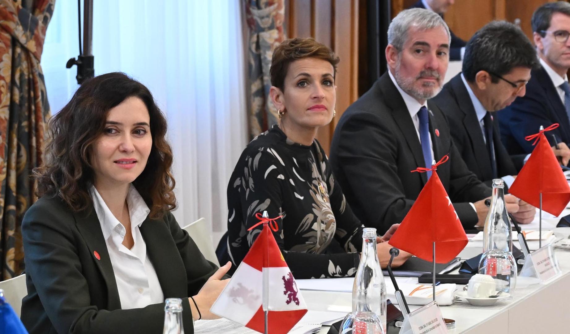 María Chivite entre Isabel Díaz Ayuso y Fernando Clavijo