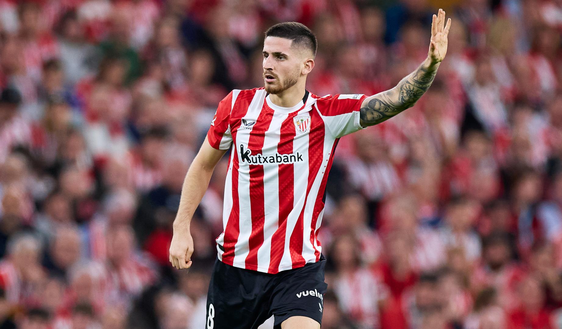 El navarro Oihan Sancet, autor del segundo tanto del Athletic Club que sirvió para lograr un punto en casa del Betis /