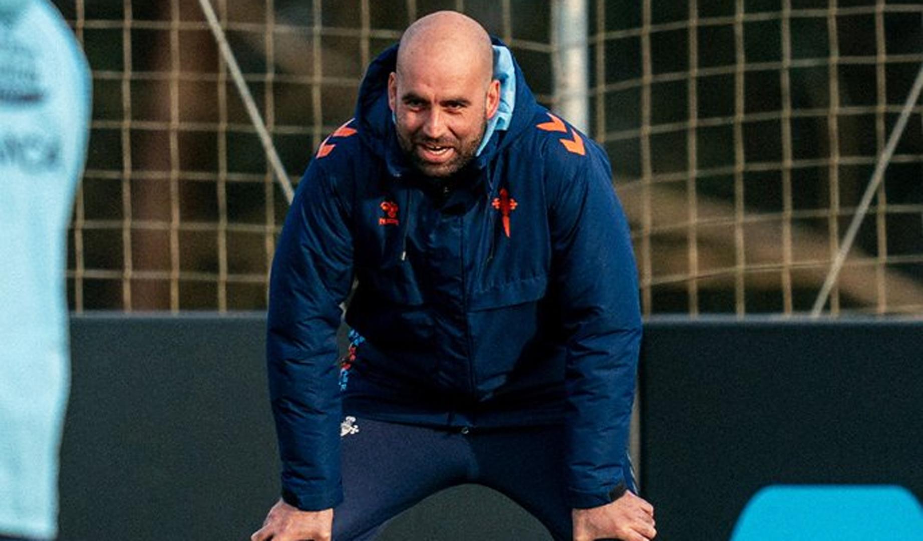 Claudio Giráldez durante un entrenamiento anterior del Celta