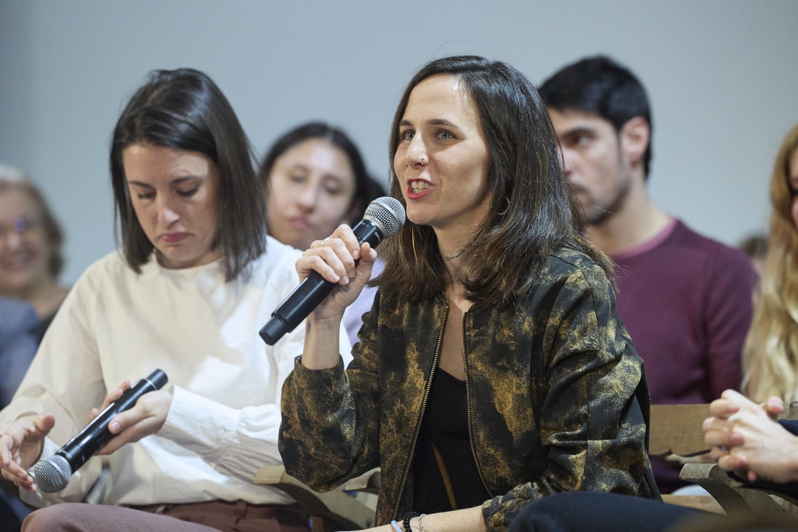 Ione Belarra, este viernes durante un acto de Podemos con motivo del 8-M