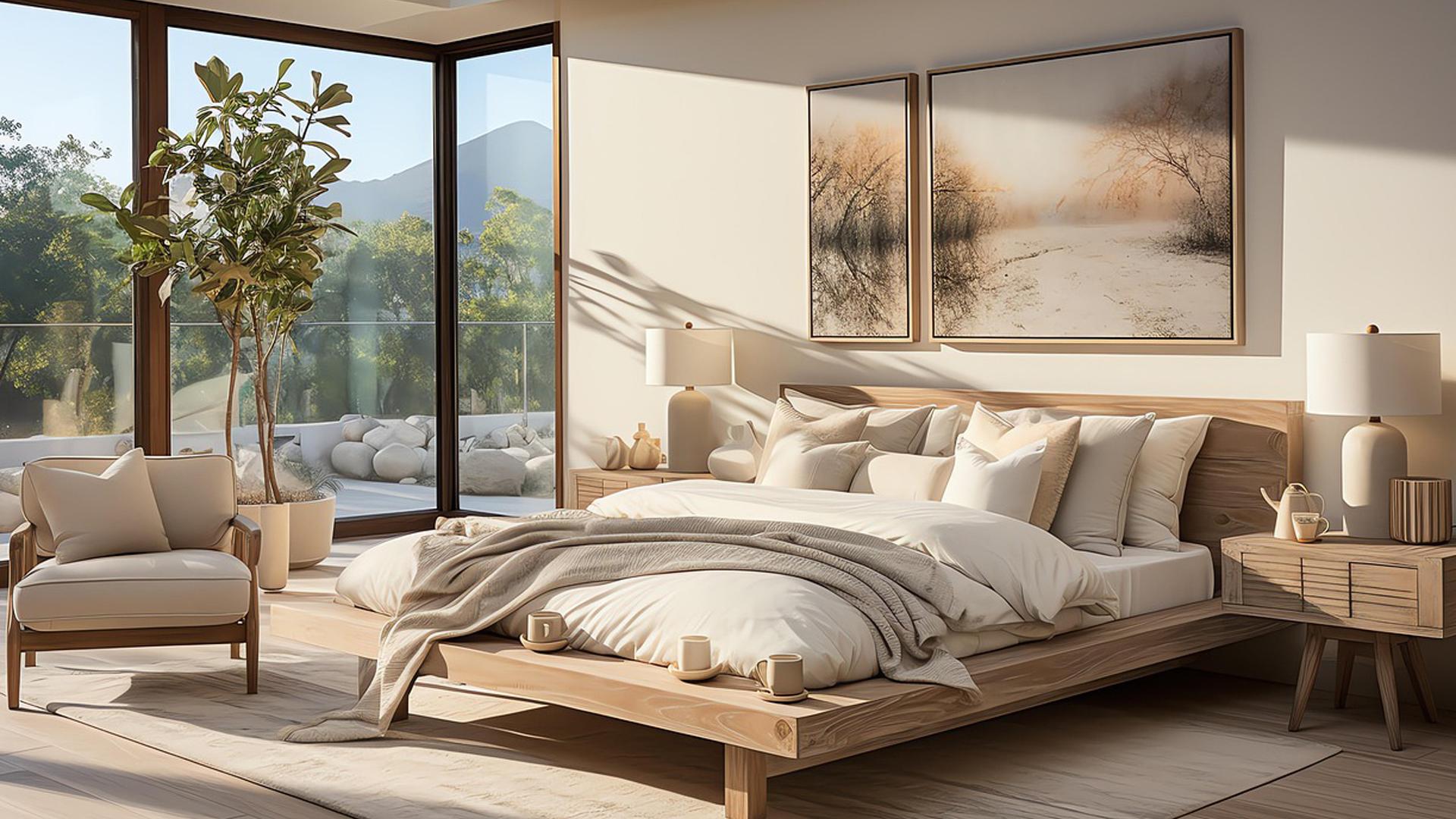 Dormitorio con acceso a terraza y jardín