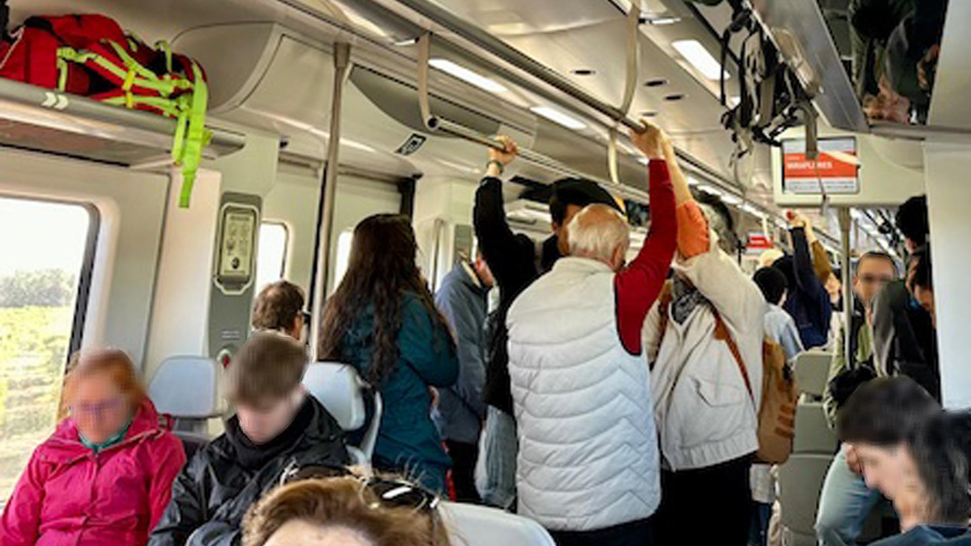 Imagen del tren Pamplona-Zaragoza durante Jueves Santo