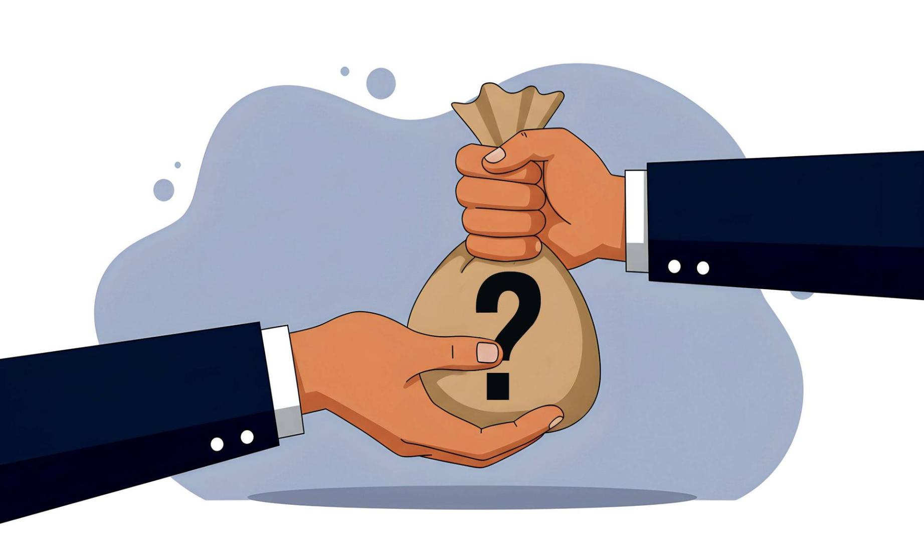 Ilustración de dos personas intercambiando dinero