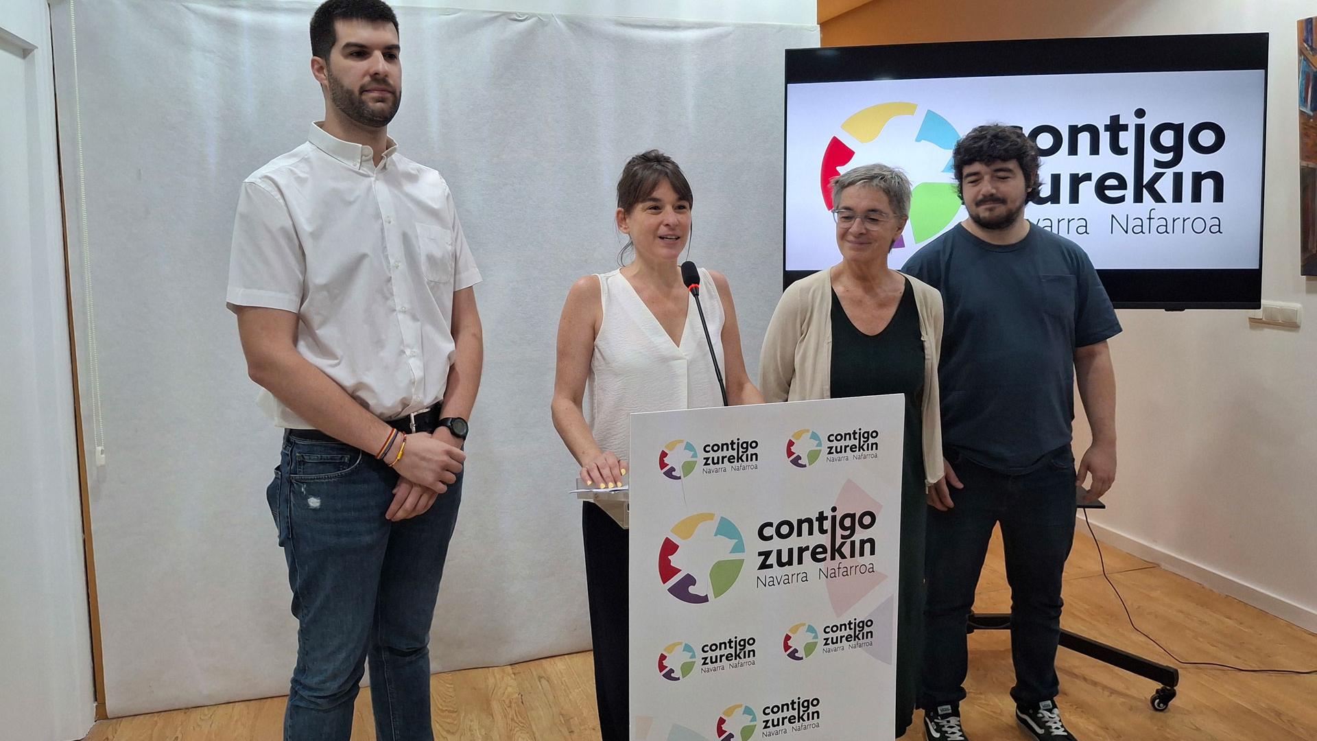 Begoña Alfaro, acompañada por Carlos Guzmán, Edurne Eguino y Miguel Garrido, presenta las medidas de Contigo-Zurekin contra la corrupción