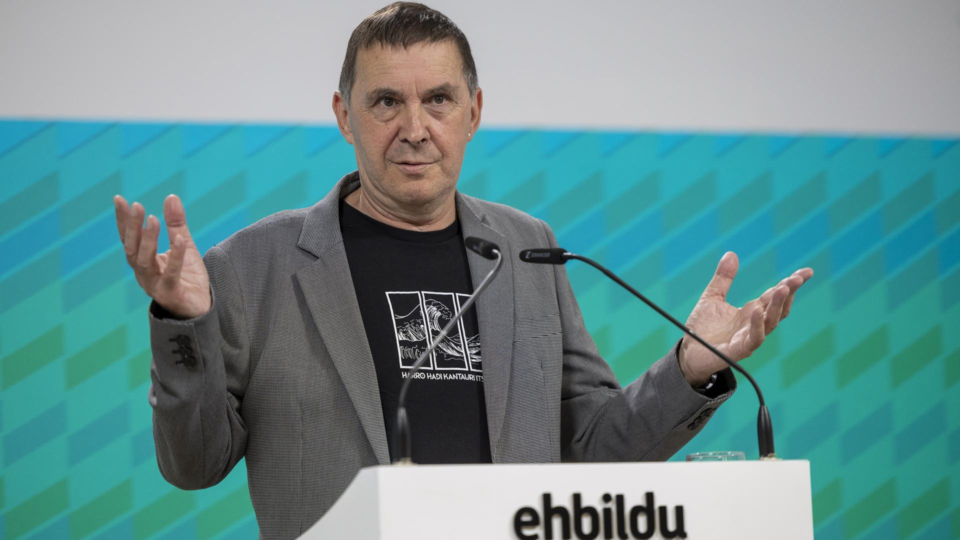 Arnaldo Otegi, durante su comparecencia de este jueves