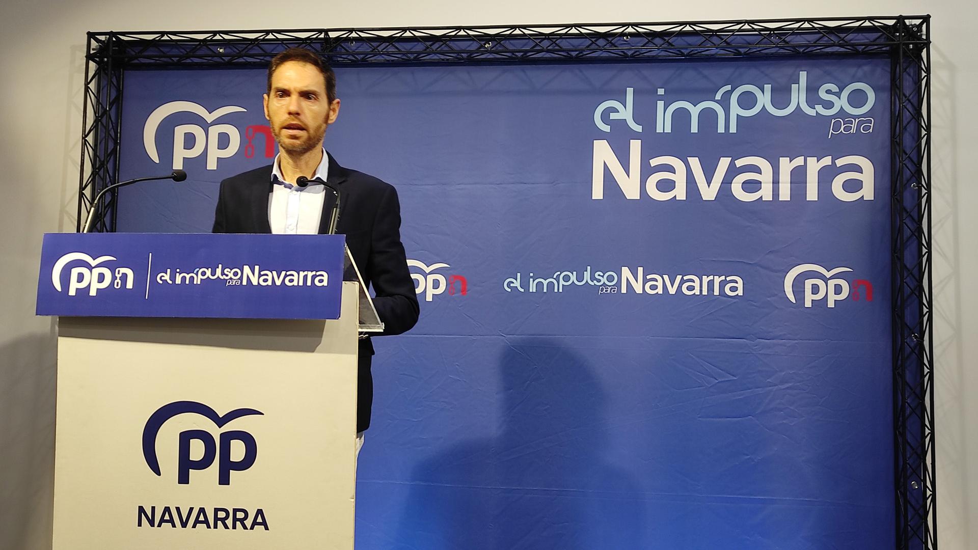 El diputado navarro del PP Sergio Sayas, durante su comparecencia en Pamplona