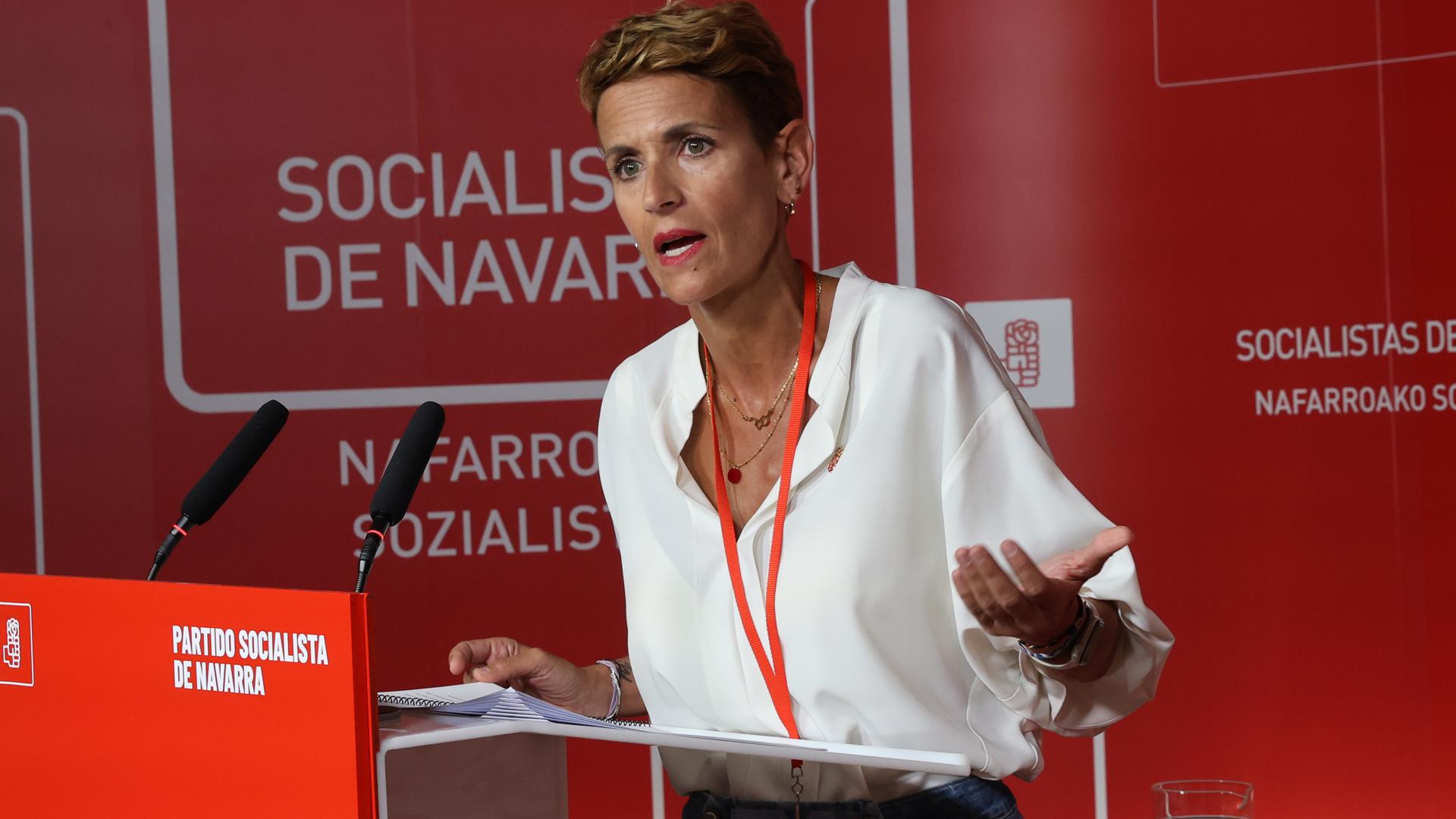 María Chivite, durante el discurso con el que ha abierto este lunes el comité regional del PSN