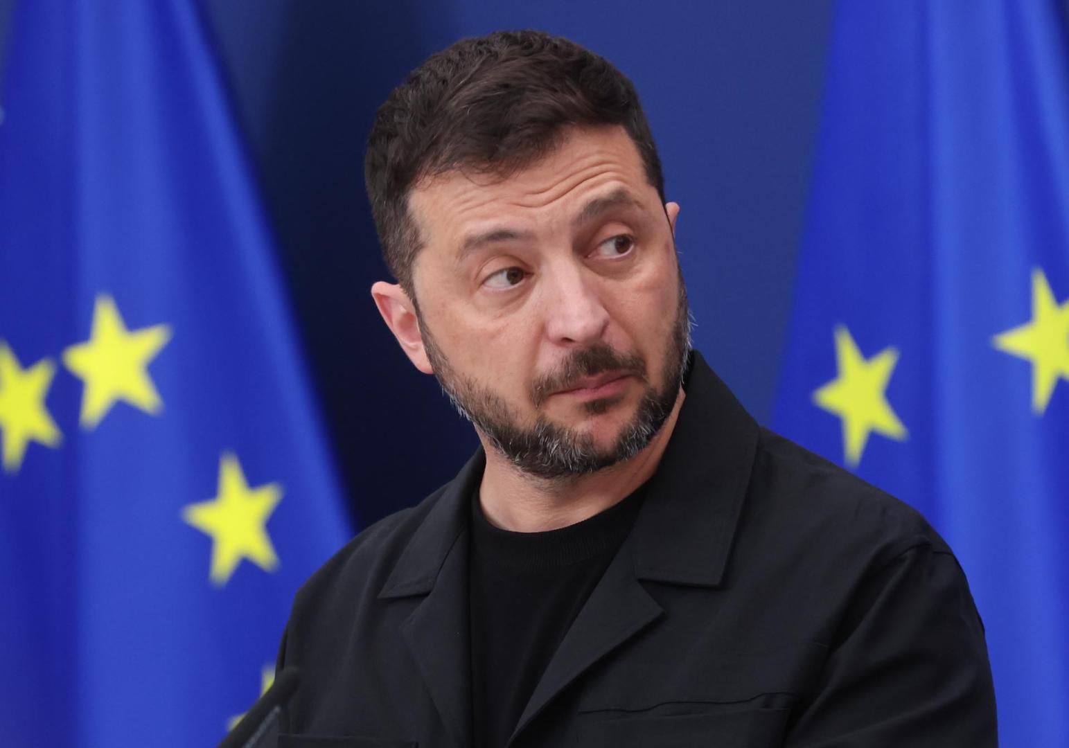 El presidente de Ucrania, Volodímir Zelenski, tras su encuentro este domingo en Bruselas con Ursula von der Leyen