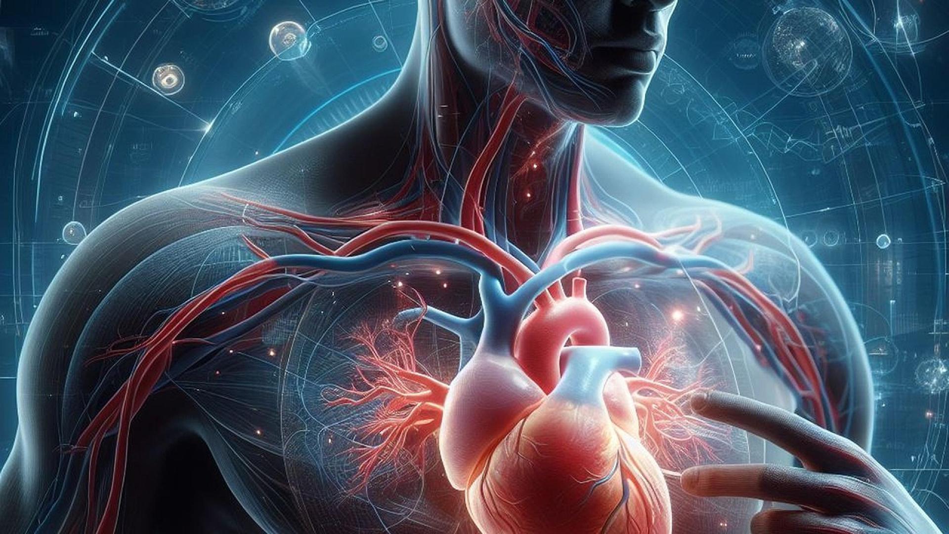 Ilustración del corazón en un cuerpo humano