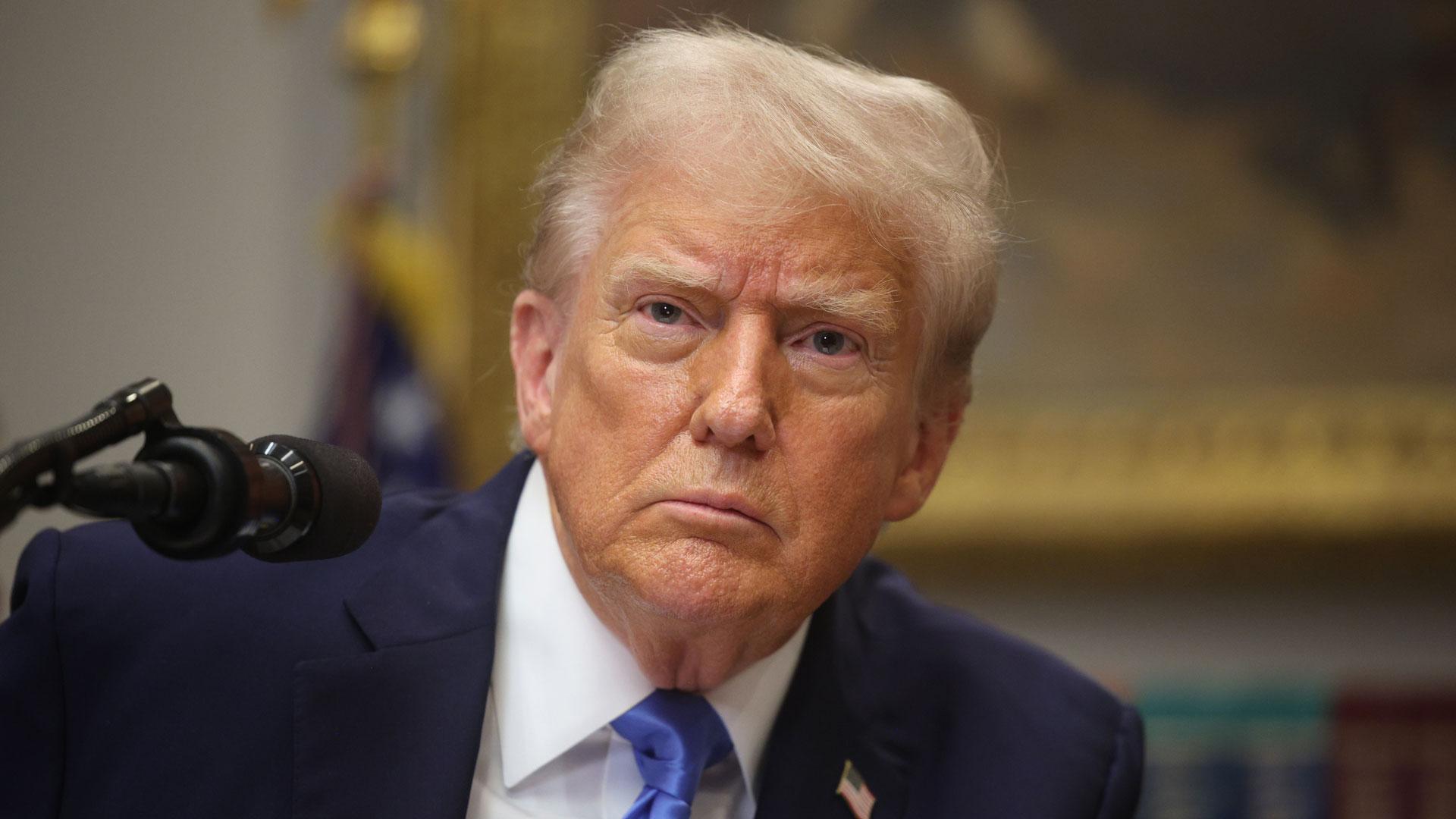 El presidente de Estados Unidos, Donald Trump, durante la rueda de prensa de este lunes en la Casa Blanca