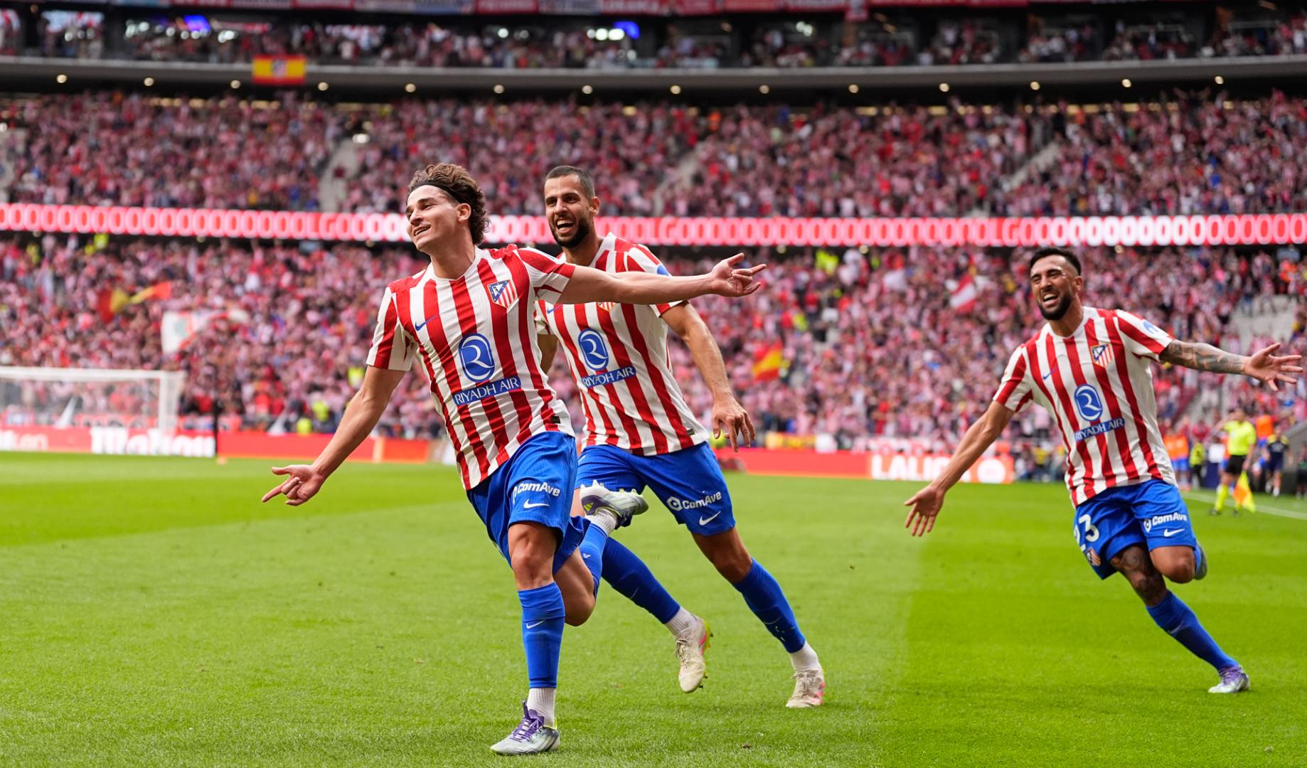 Julián Álvarez celebra su segundo tanto frente al Real Madrid