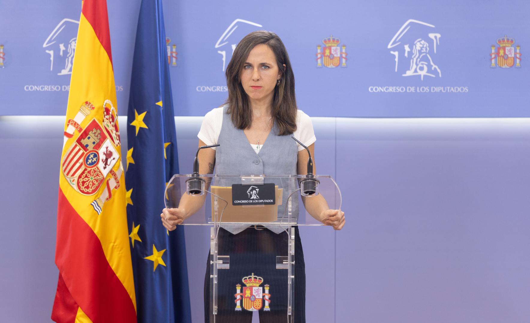 Belarra critica en rueda de prensa al Gobierno de España por retirar la fragata rumbo a Gaza