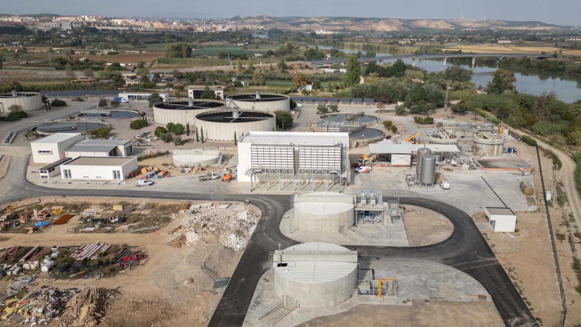 Imagen aérea de la depuradora de Tudela