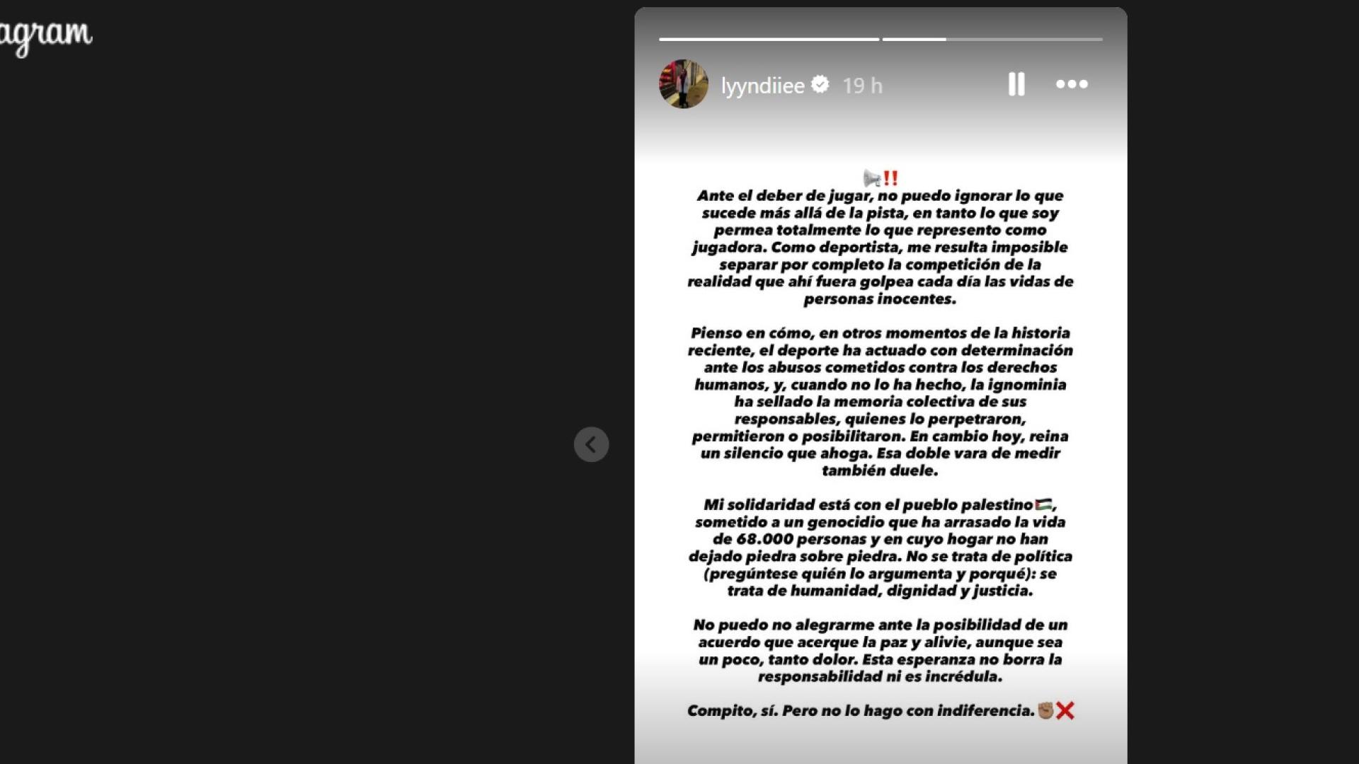El comunicado compartido por la pivote navarra Lyndie Tchaptchet a través de sus redes sociales