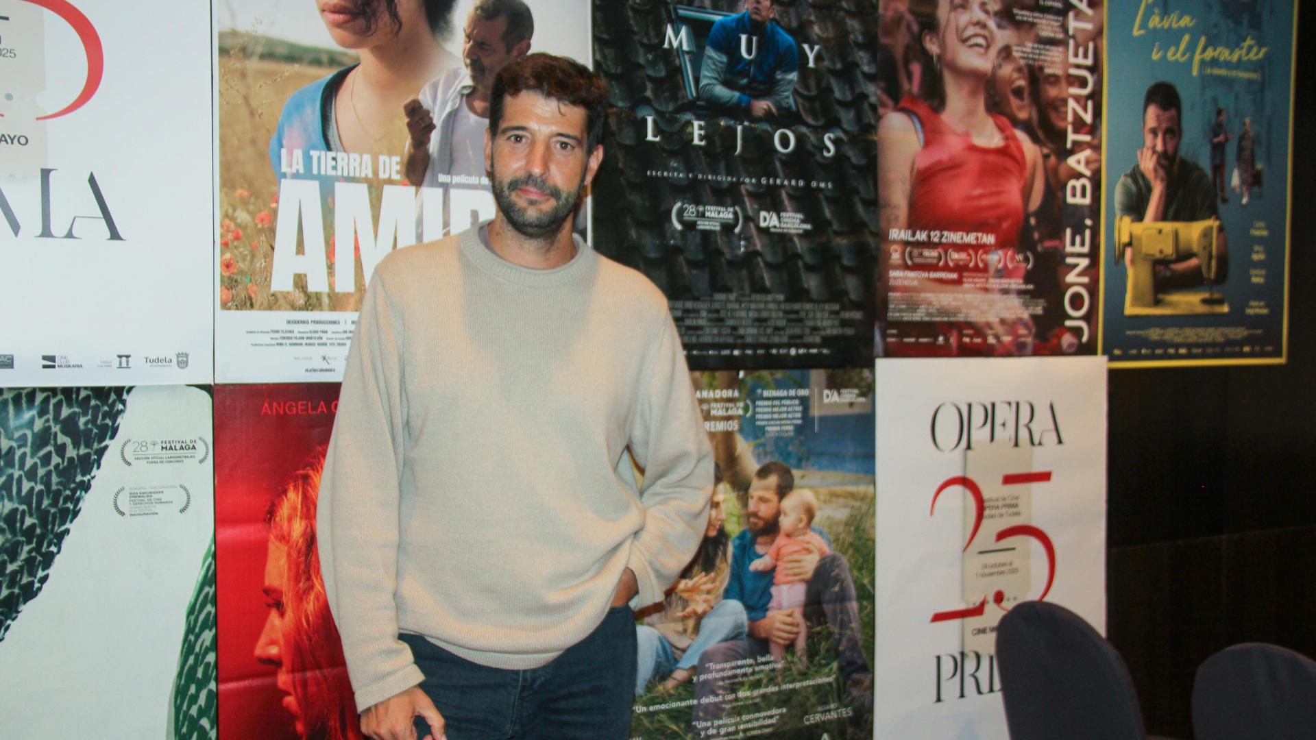 Gerard Oms, fotografiado el 25 de octubre en Tudela antes de la presentación de Muy lejos