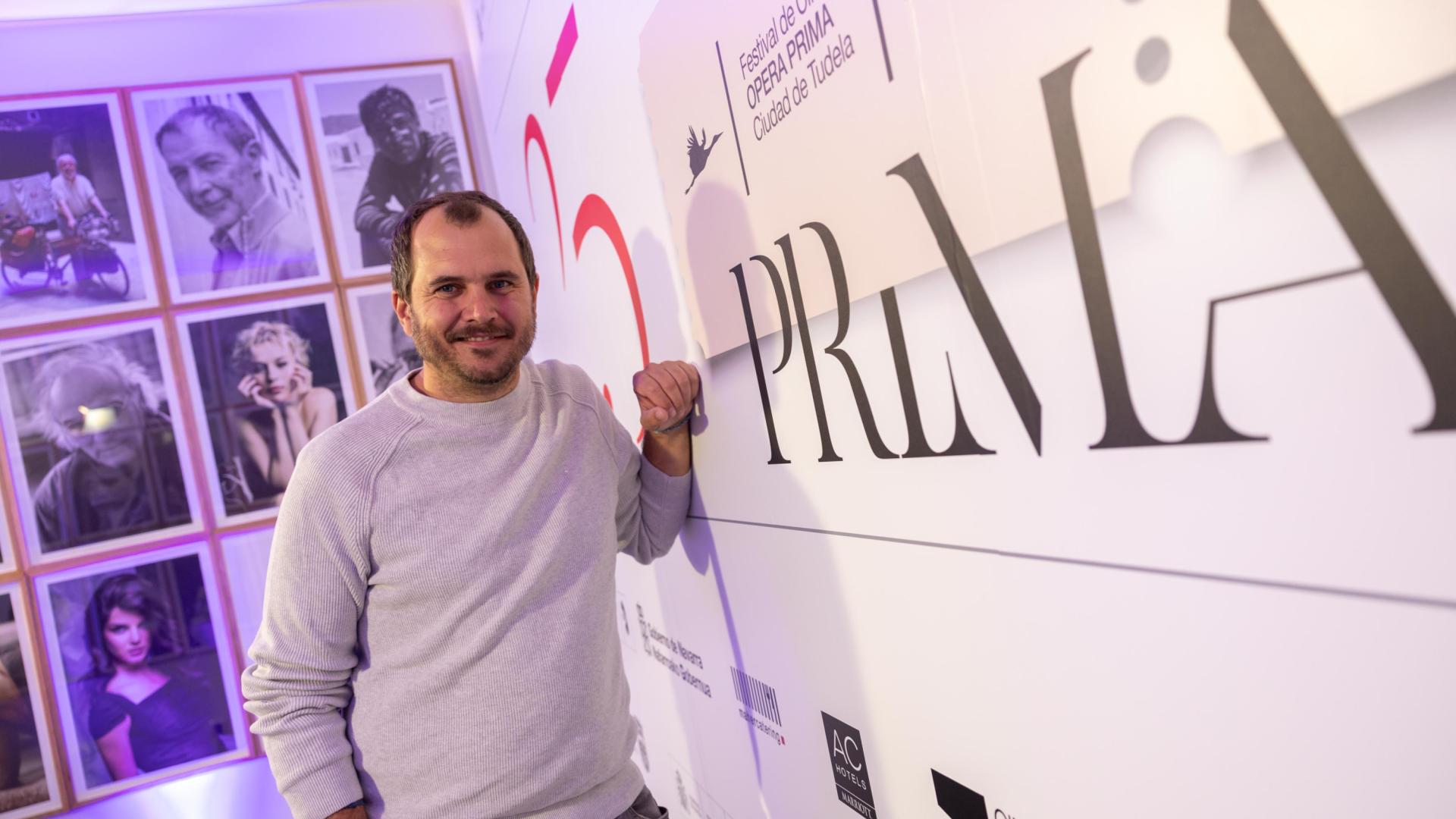 El director alicantino Sergi Miralles, este lunes en el Cine Moncayo de Tudela