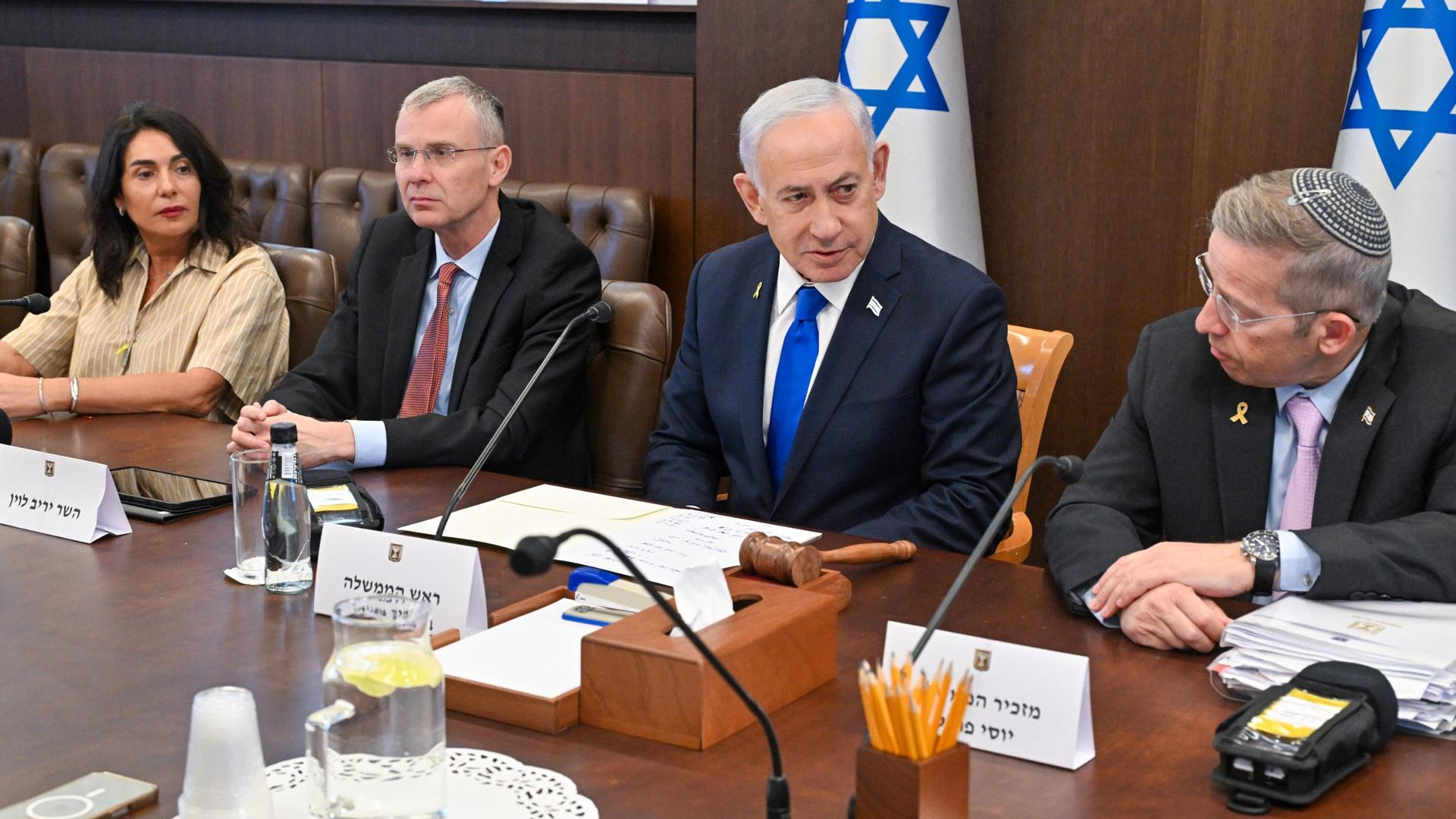 El primer ministro israelí Netanyahu, en una reunión anterior de su gabinete