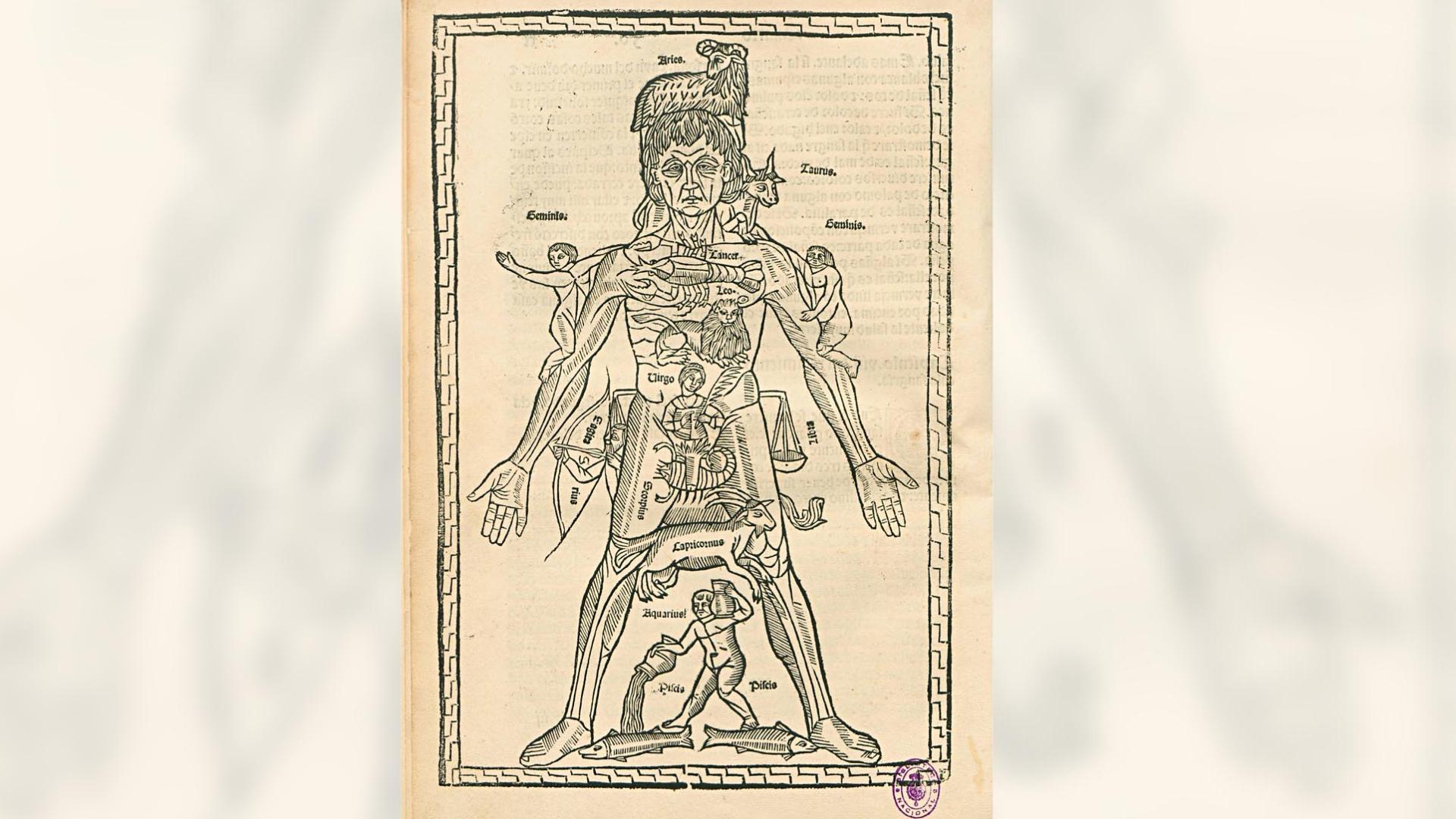 Grabado del manual de medicina de Ketham que Arnao Guillén de Brocar imprimió en Pamplona en 1495.