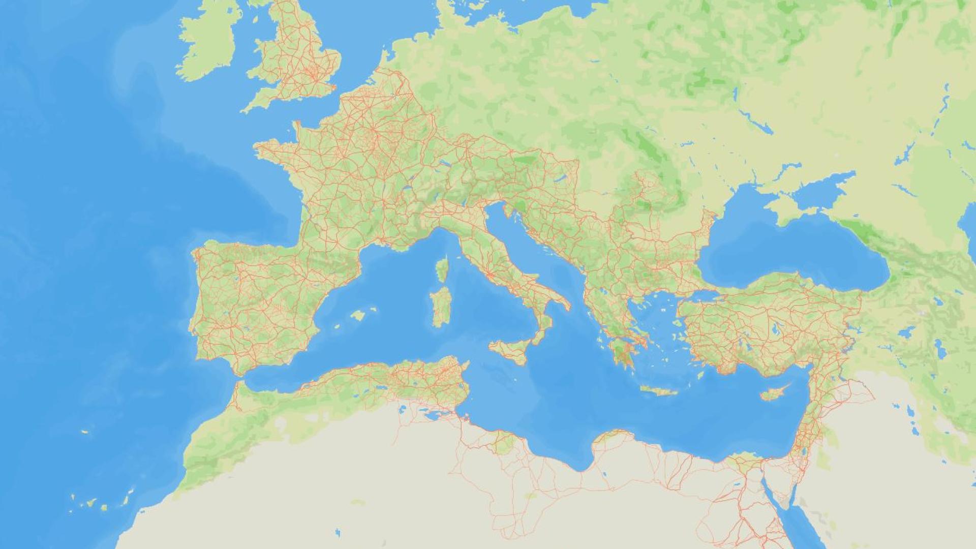 Imágen del mapa las de carreteras del Imperio Romano que revela que se éste extendía más allá de lo que se pensaba