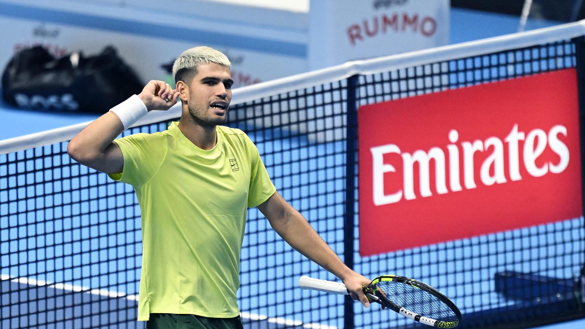 Carlos Alcaraz en su duelo frente a Taylor Fritz