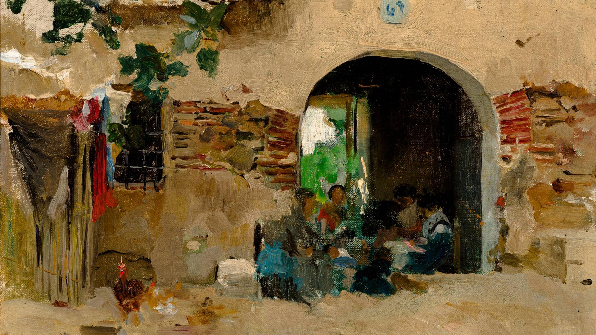 Pueblo valenciano, de Joaquin Sorolla. Óleo sobre lienzo. 26 x 35 cm