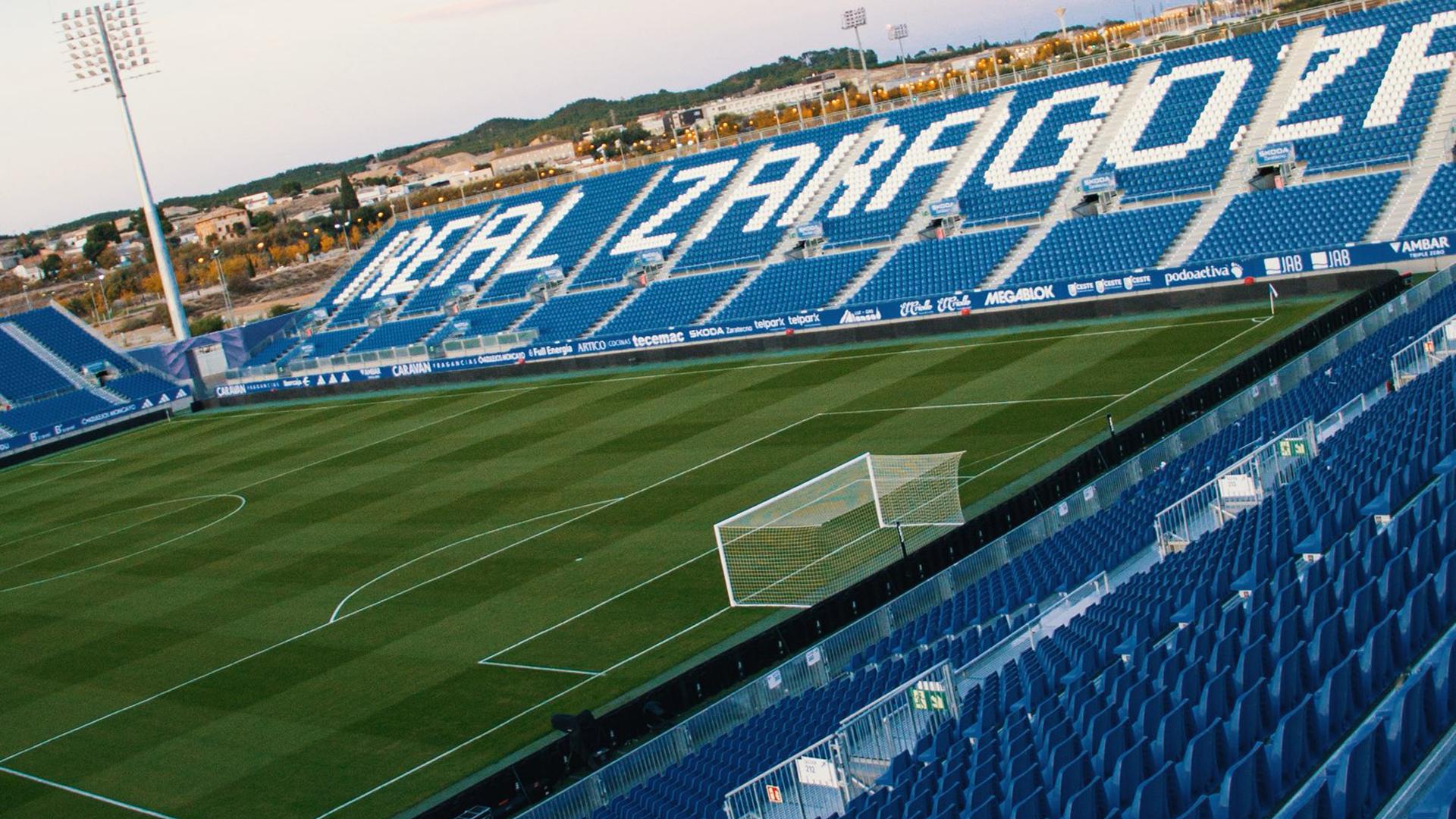 Ibercaja Estadio, el recinto provisional modular que se ha levantado para que el Zaragoza pueda jugar sus partidos