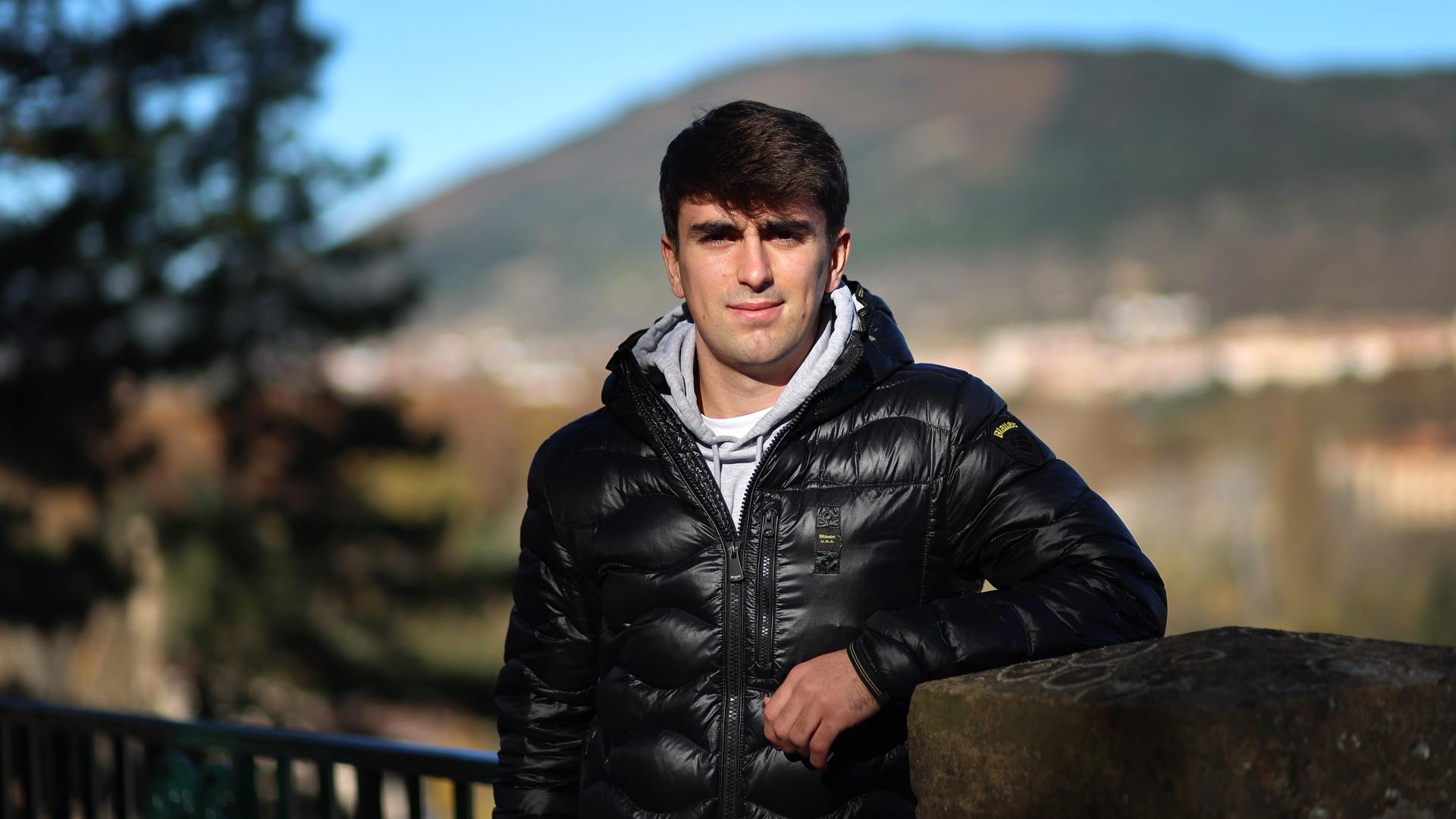 Nicolas Irujo Glaría, centrocampista de Oberena, el pasado martes en el Parque de la Media Luna de Pamplona