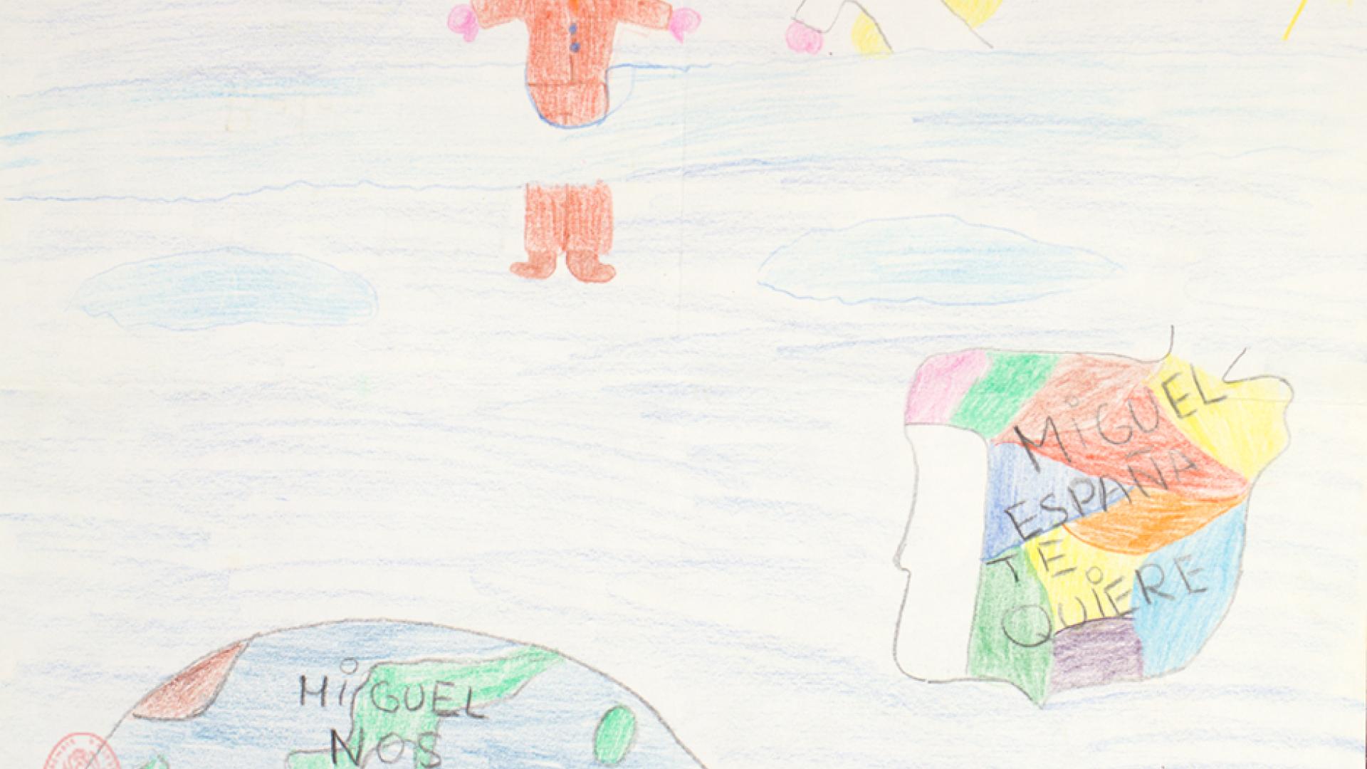 Uno de los dibujos enviados por un niño a la familia de Miguel Ángel Blanco tras el asesinato del concejal