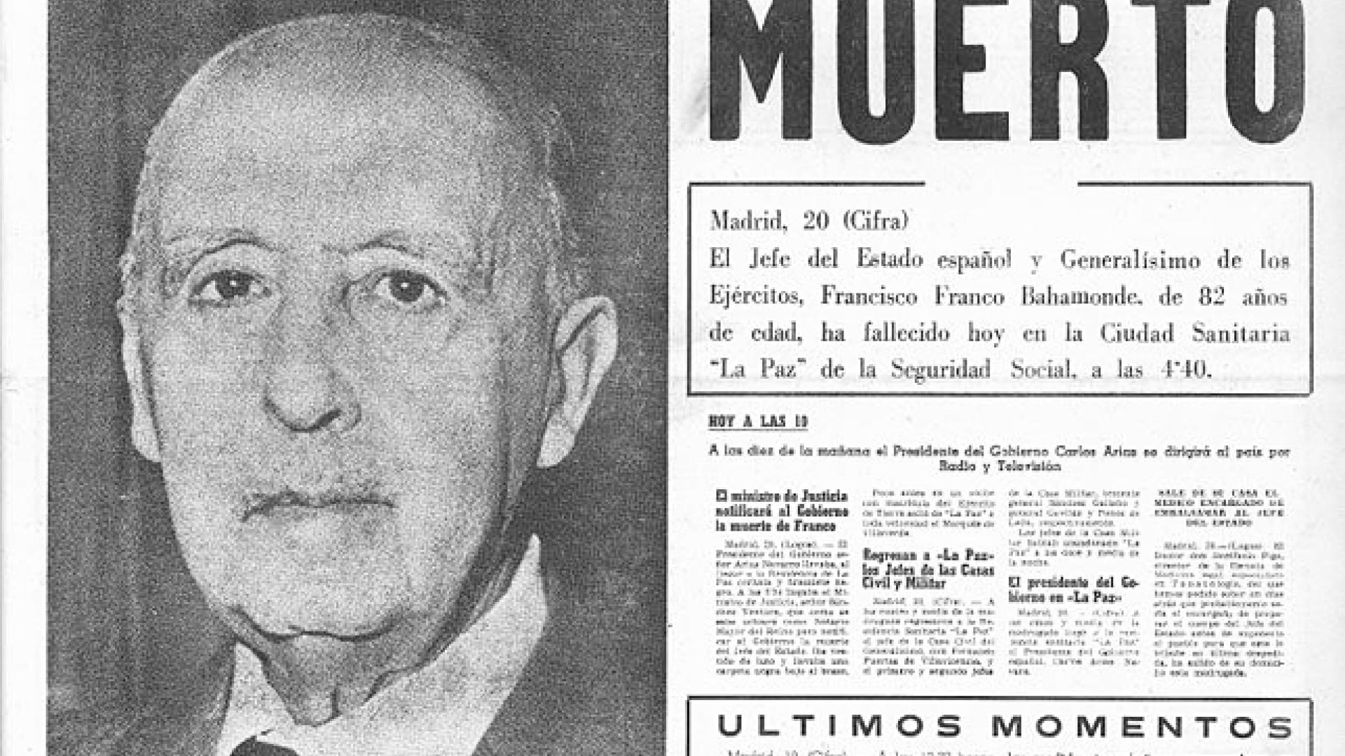 Portada de la segunda edición de Diario de Navarra con la muerte de Francisco Franco /