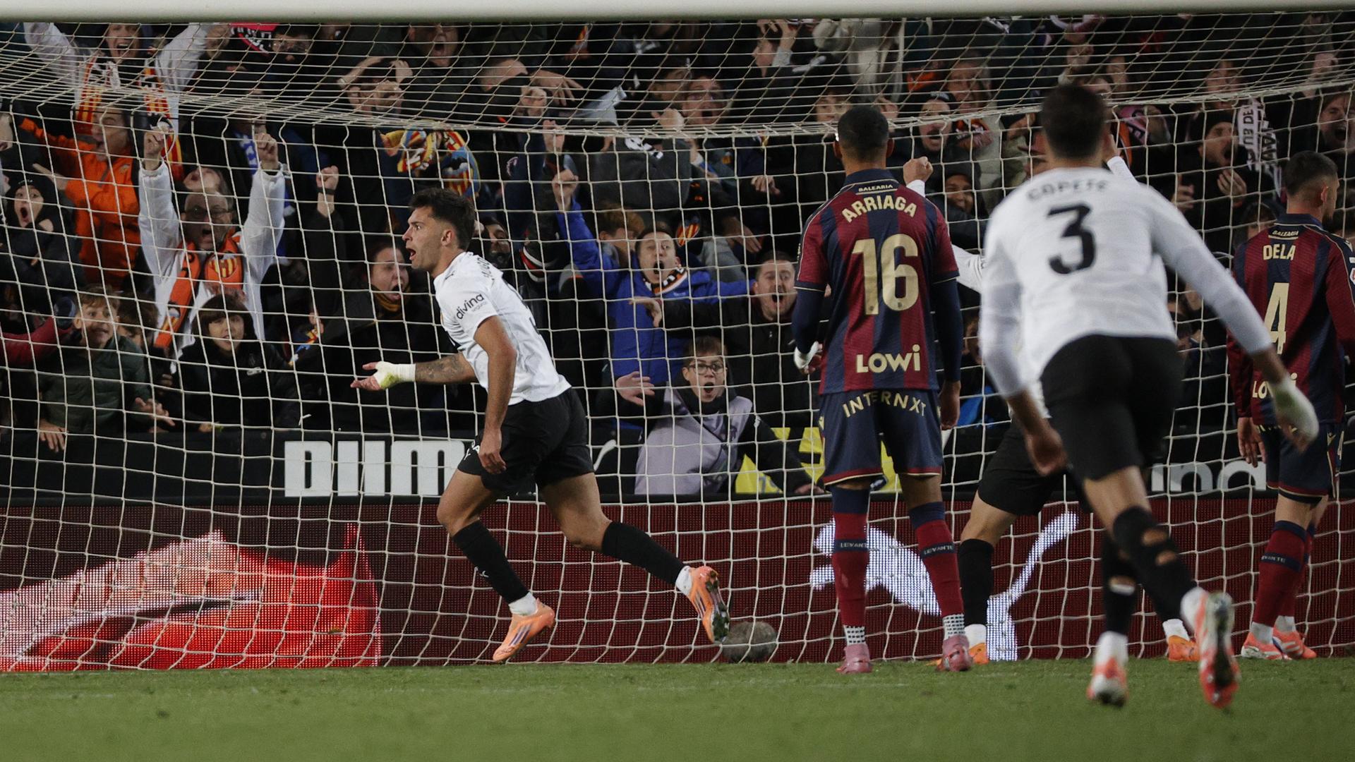 Hugo Duro celebra el gol ante el Levante