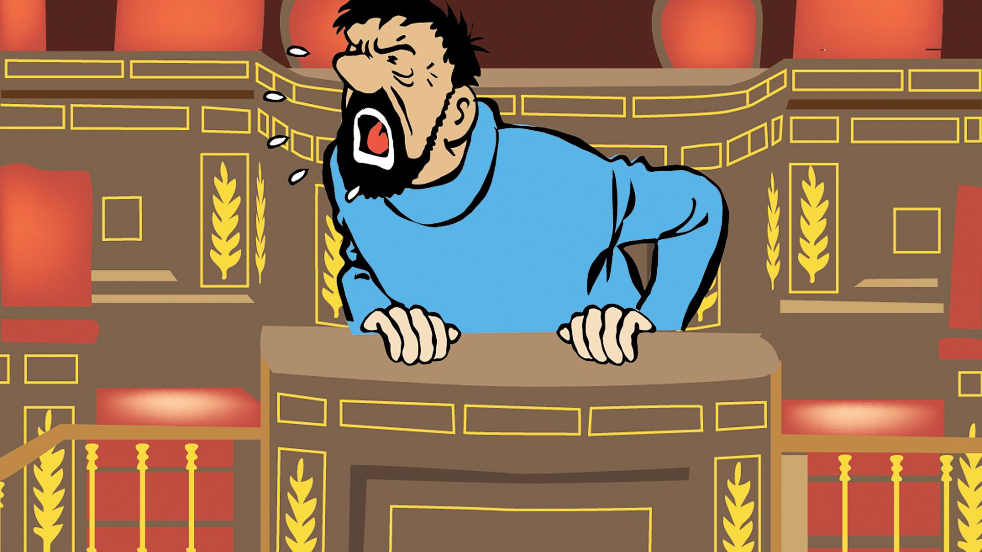Caricatura del capitán Haddock en el atril del Congreso de los Diputados 7