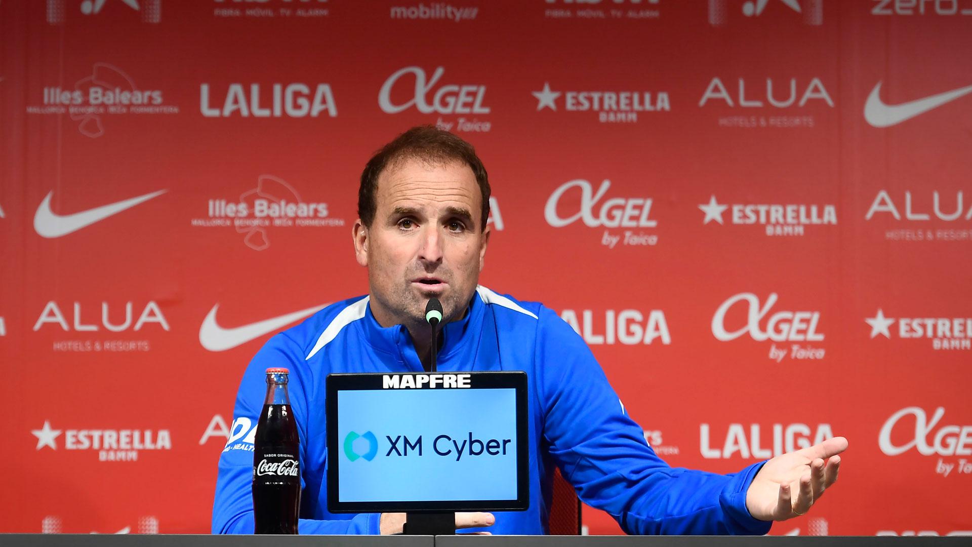 El entrenador del RCD Mallorca, Jagoba Arrasate, en rueda de prensa este viernes en Palma