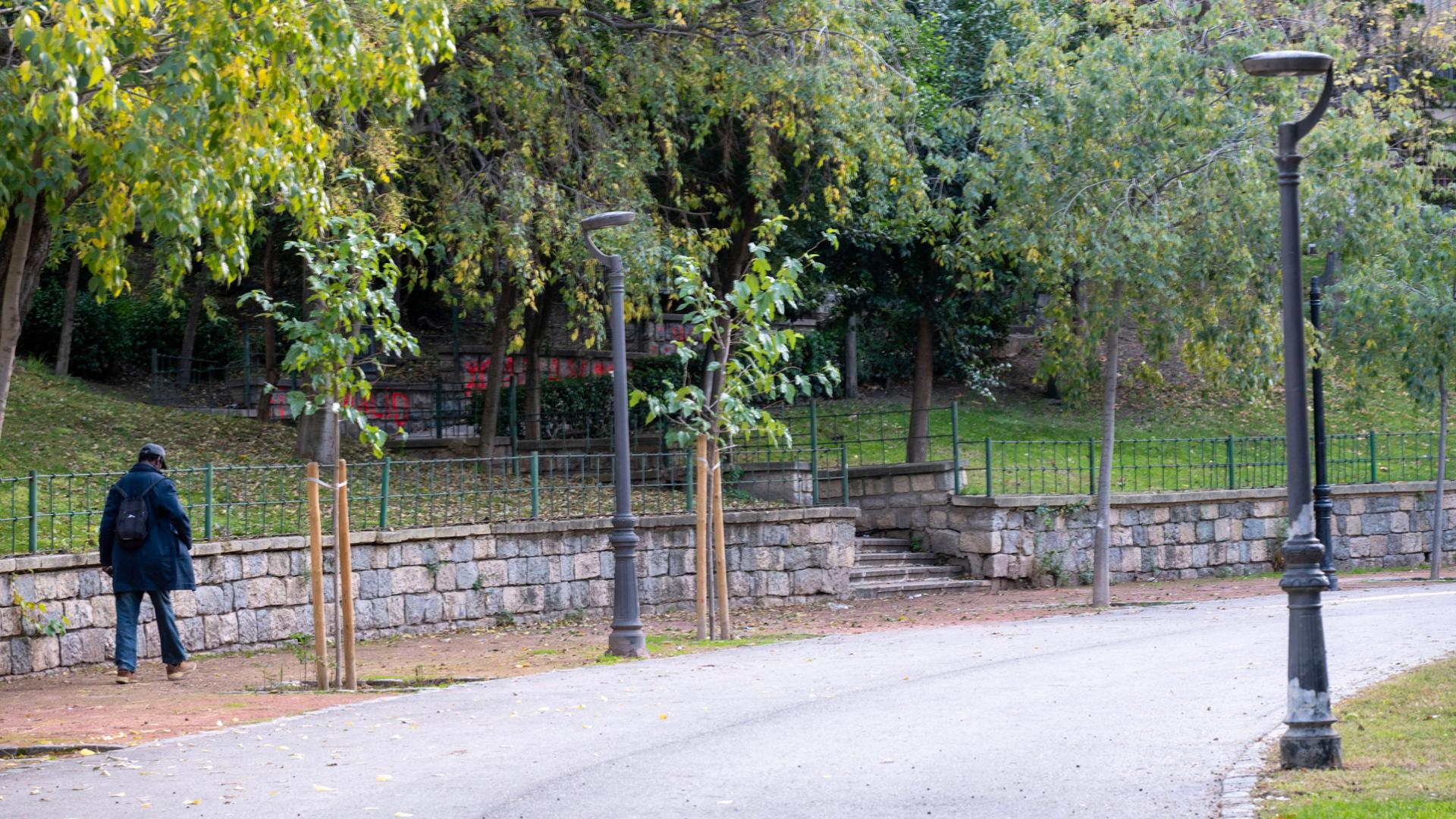 Vista del Parque de la Concordia, situado en pleno centro de Jaén, donde aparecieron los cuerpos sin vida de dos chicas adolescentes