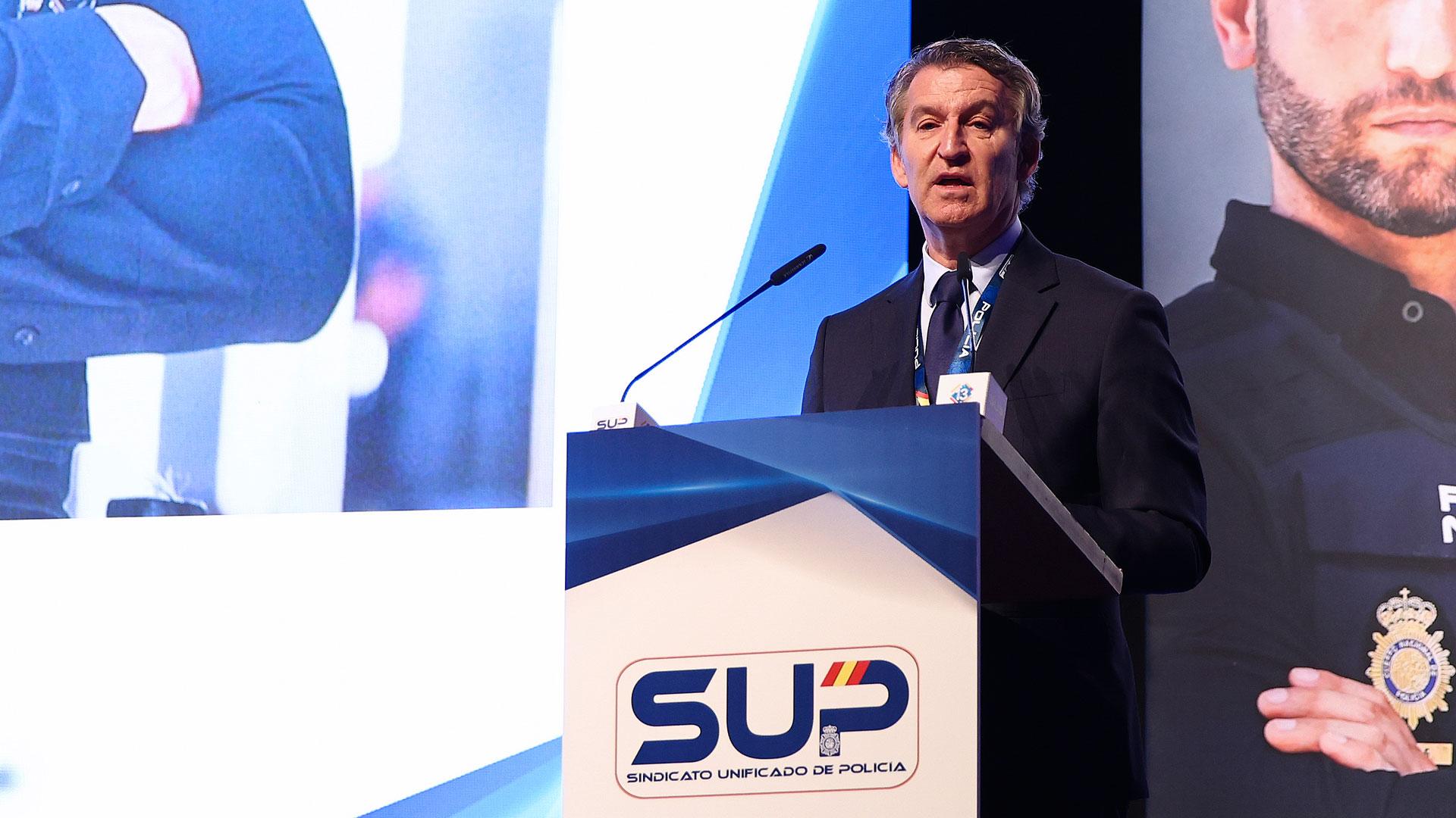 El presidente del Partido Popular, Alberto Núñez Feijóo, interviene en el XIII Congreso Nacional del Sindicato Unificado de Policía