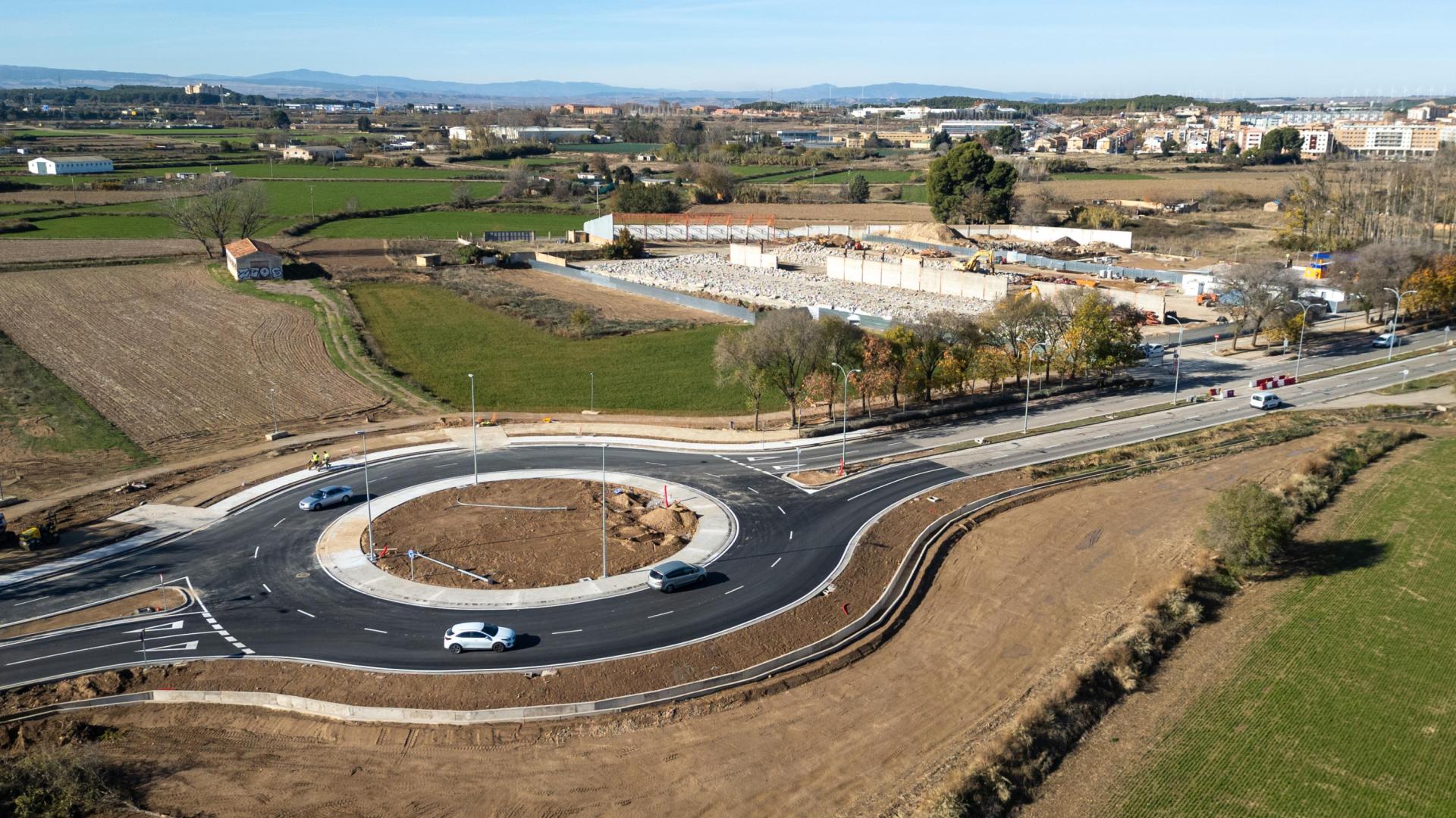 Imagen de la nueva glorieta que dará acceso al nuevo polígono donde se construirá el segundo Mercadona de Tudela