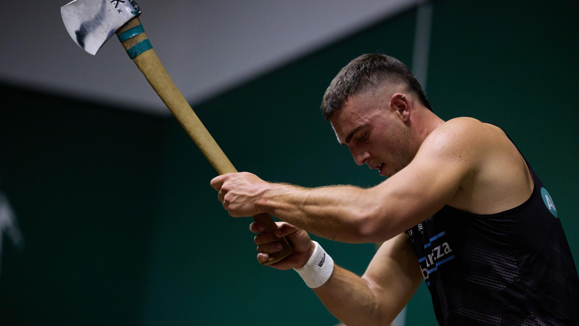 Iker Vicente, en acción durante el campeonato navarro.