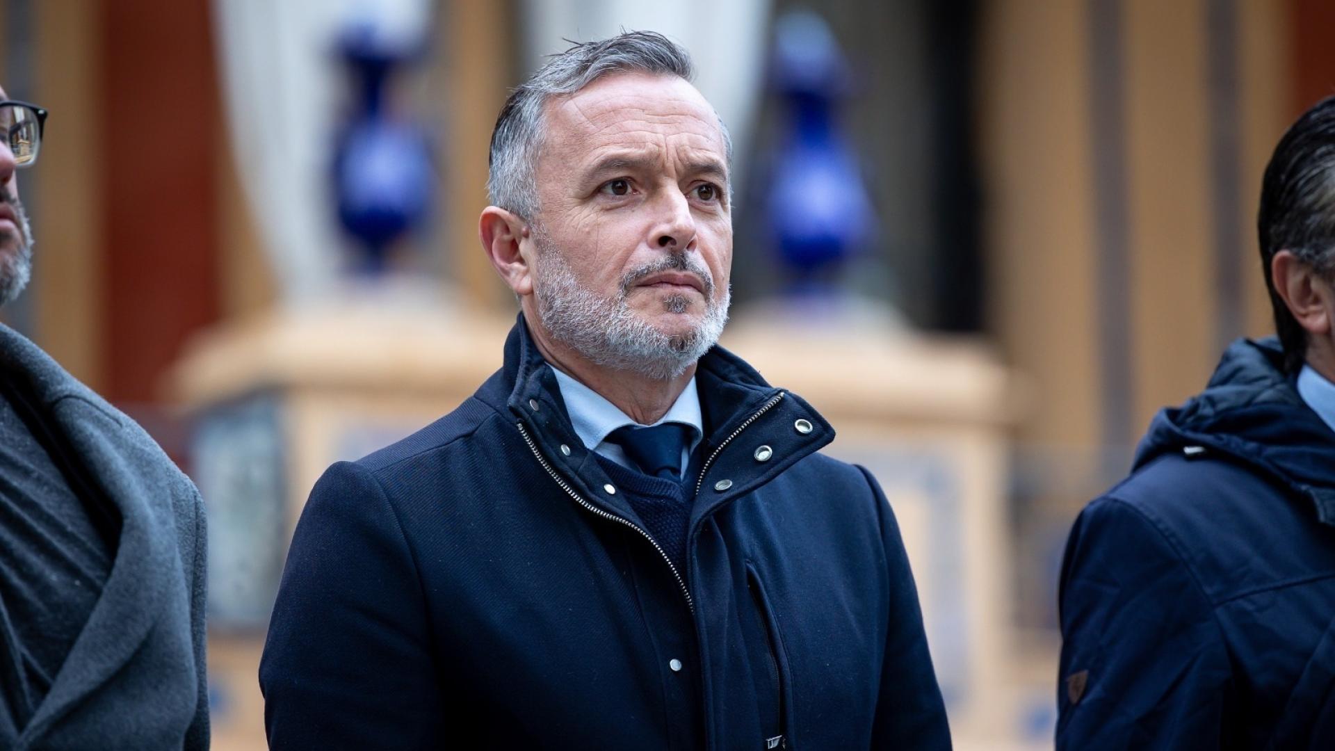 El portavoz adjunto del Grupo Socialista en el Parlamento andaluz, Rafael Recio, en el acto institucional por el Día de la Bandera de Andalucía en el Palacio de San Telmo