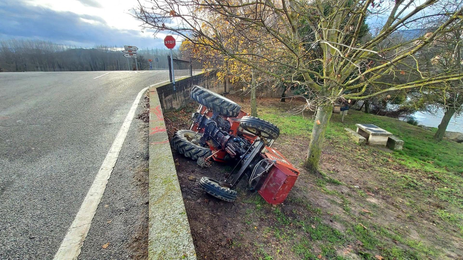 Lugar en el que el tracto volcó a la entrada de Cáseda cuando circulaba por la NA-534