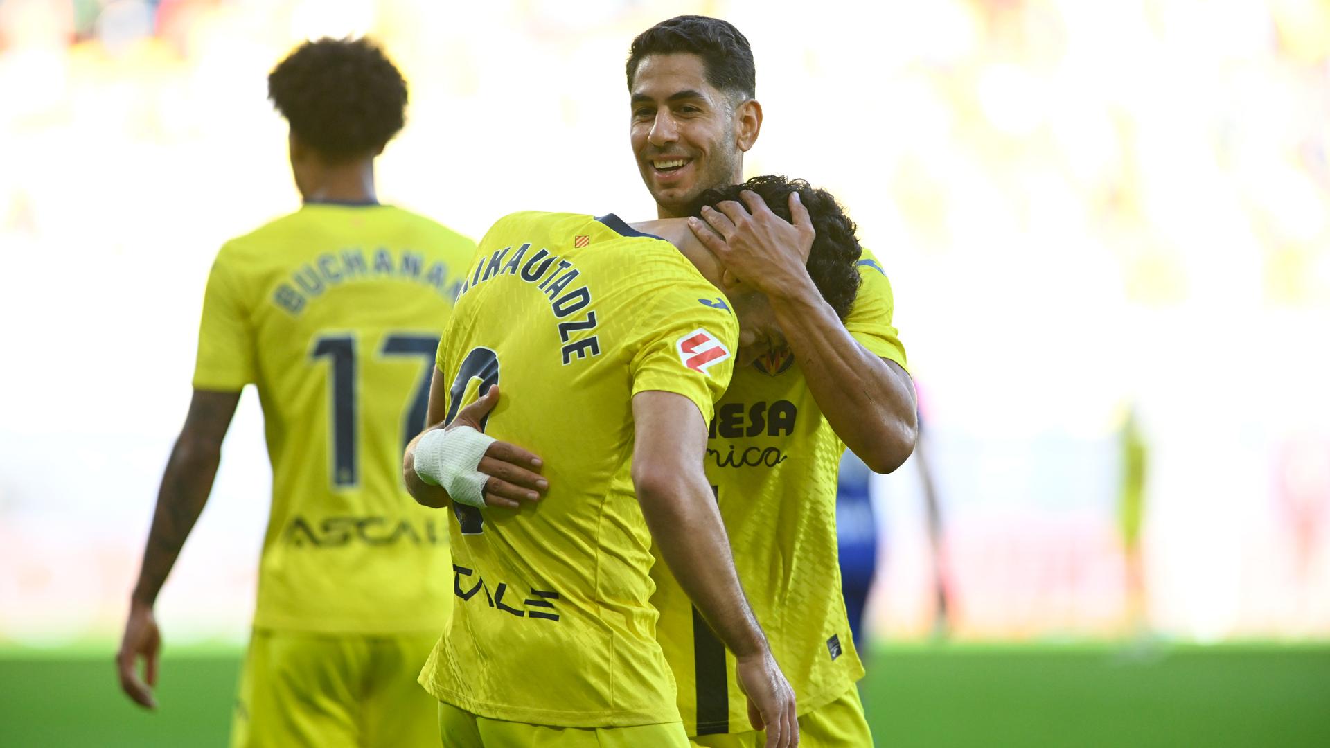 El delantero del Villarreal Georges Mikautadze, celebra su gol contra el Getafe