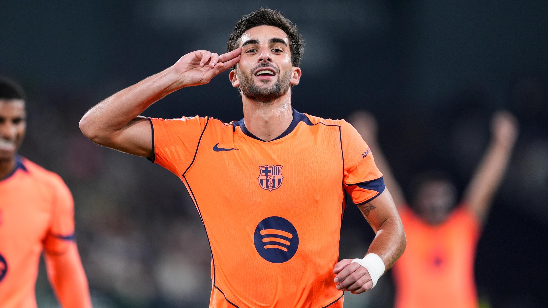 Ferran tras uno de sus goles contra el Real Betis