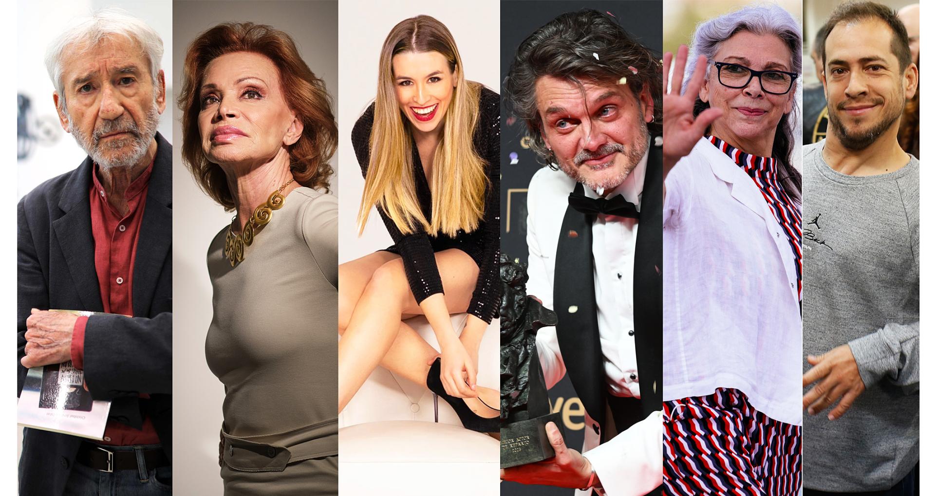 De izda. a dcha., José Sacristán, Paloma San Basilio, Eva Soriano, Salva Sevilla, Kiti Mánver y Juan Manuel Montilla, 'El Lanui'