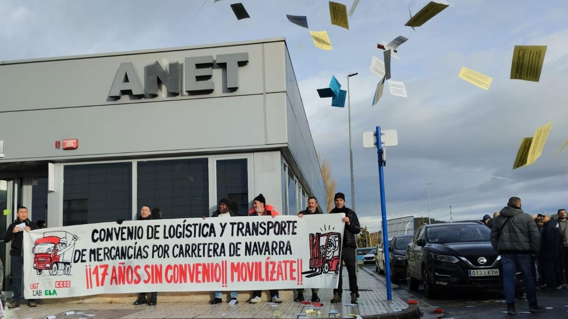 Una protesta anterior de los trabajadores de Mercancías y logística frente a la sede de ANET