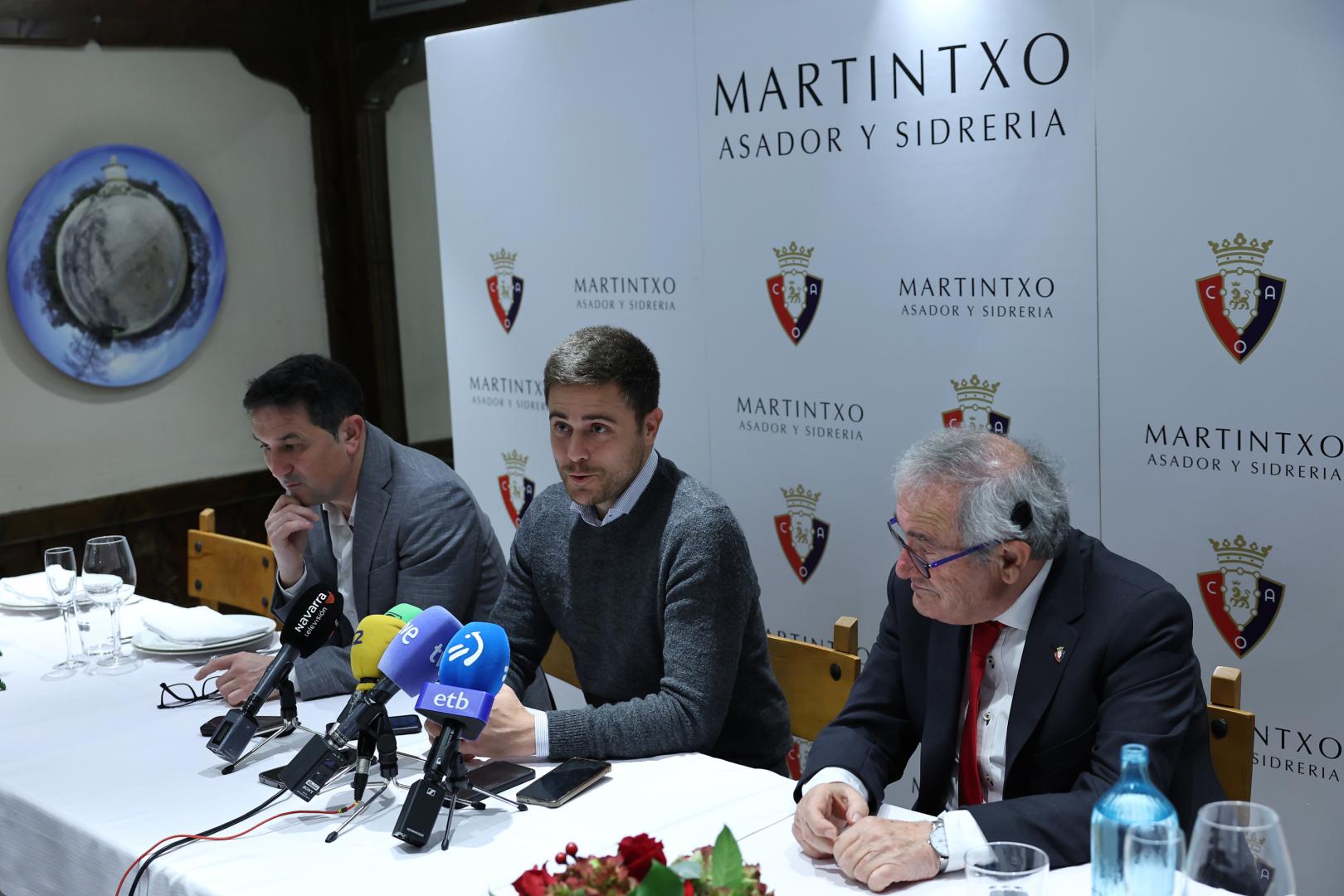 Braulio, Lisci y Sabalza, en su comparecencia ante los medios