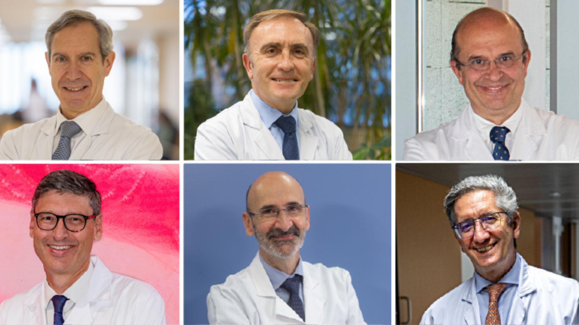 De arriba abajo y de izquierda a derecha, los doctores Escalada y Arbizu -los mejor reputados en su especialidad- y los doctores Chiva, González, Rotellar y San Miguel, también incluidos en la lista de Merco Salud