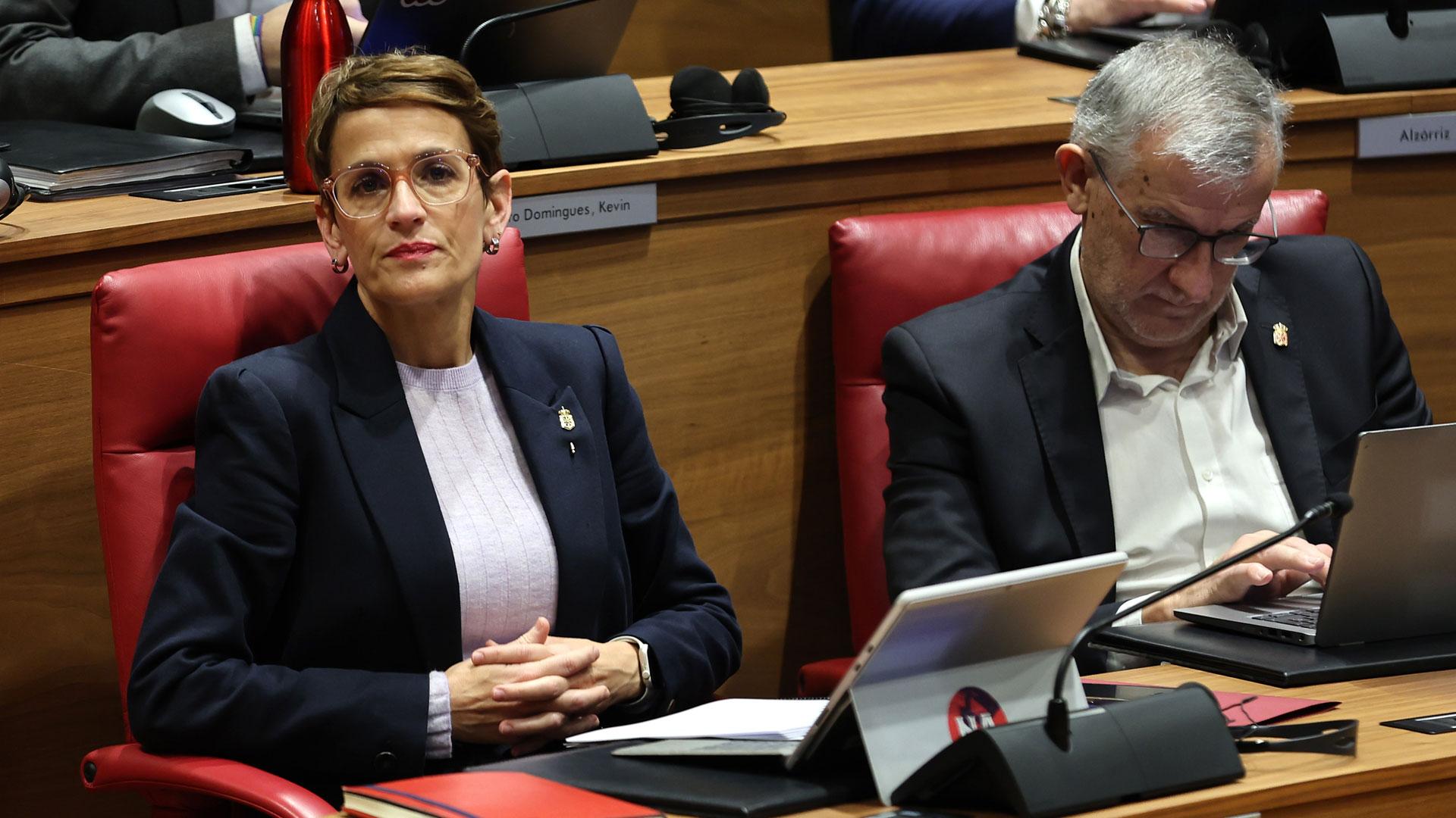 La presidenta María Chivite, este jueves en el Parlamento de Navarra