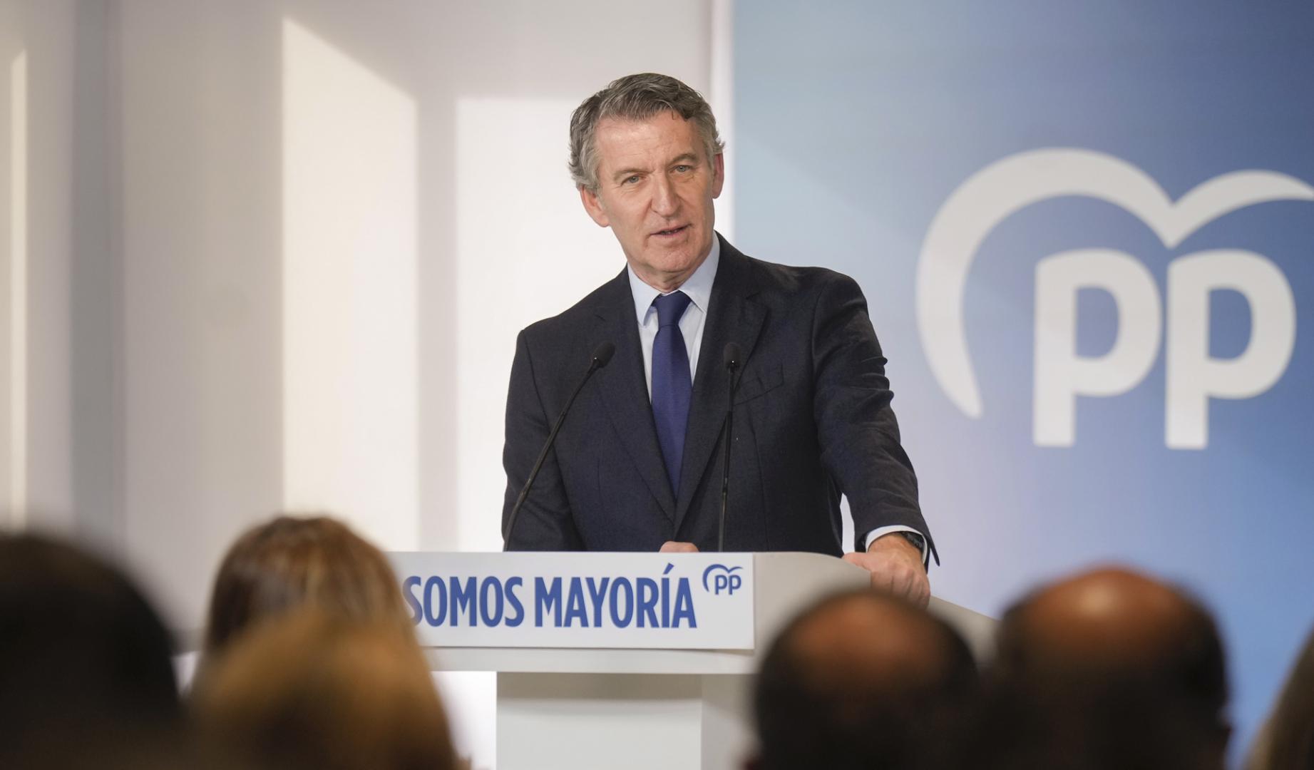 El presidente del Partido Popular, Alberto Núñez Feijóo, durante la reunión de la Junta Directiva Nacional del partido